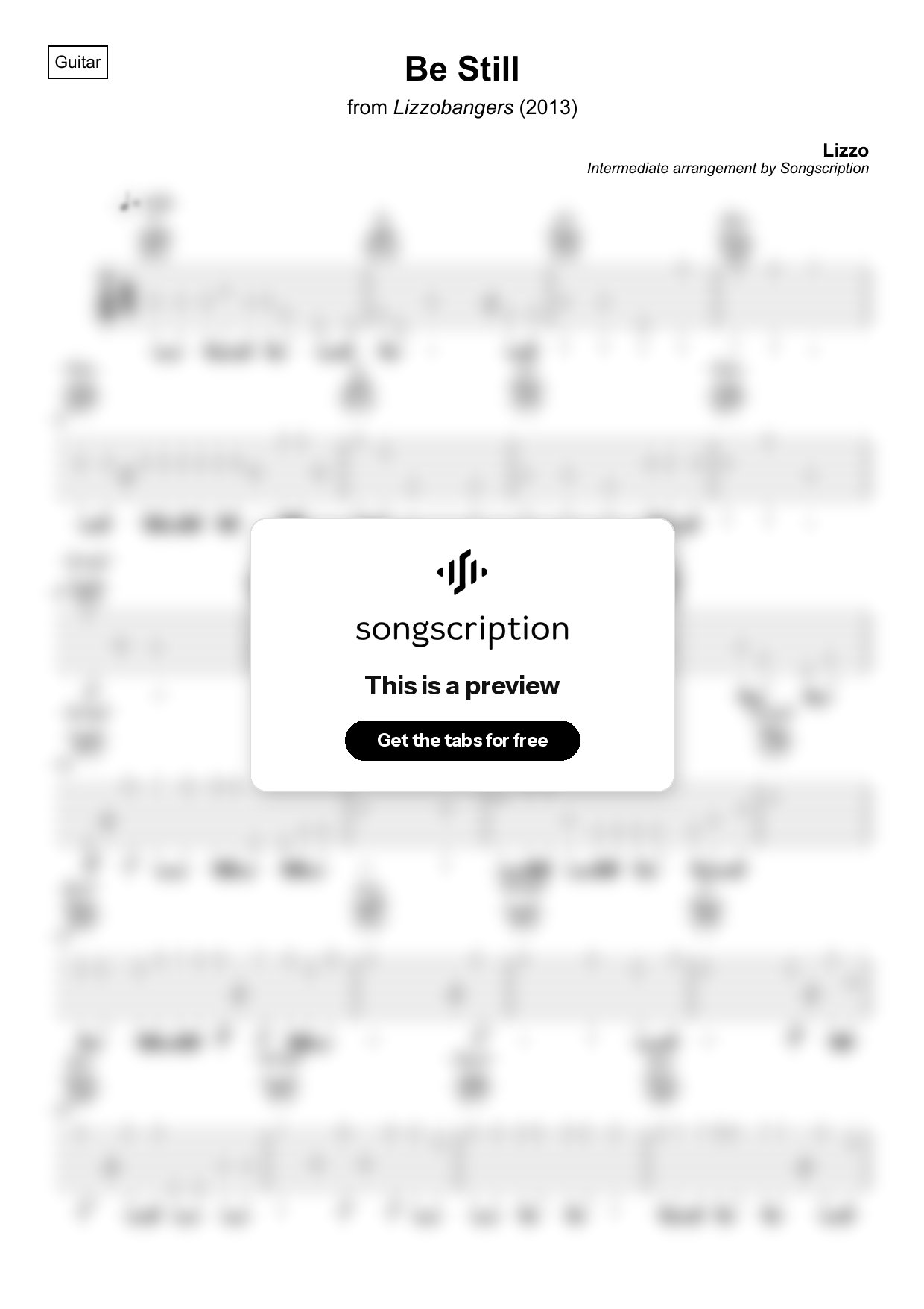 Intermediate Acoustic Guitar Tabs for "Be Still" by Lizzo