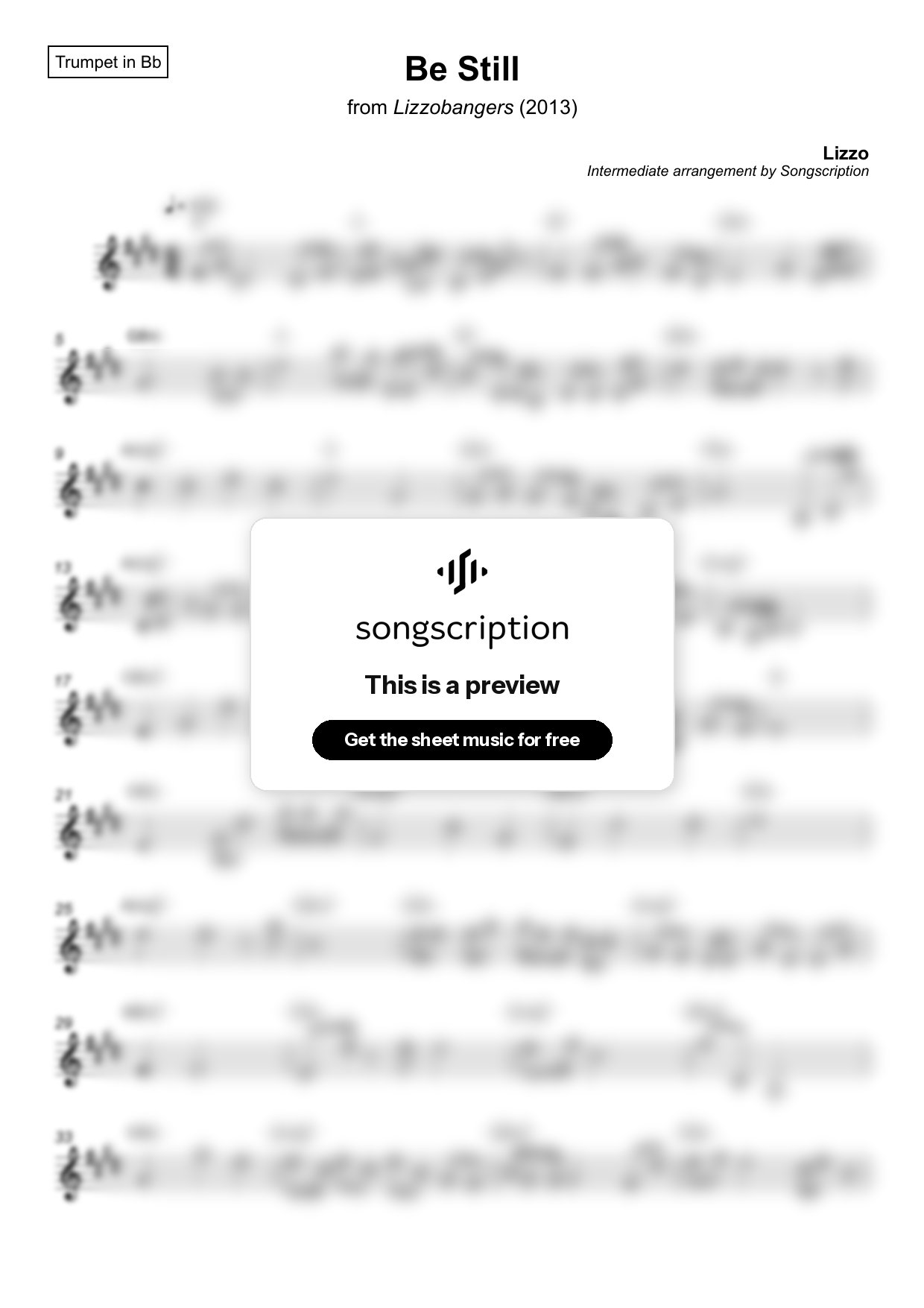 Intermediate Trumpet Sheet Music for "Be Still" by Lizzo