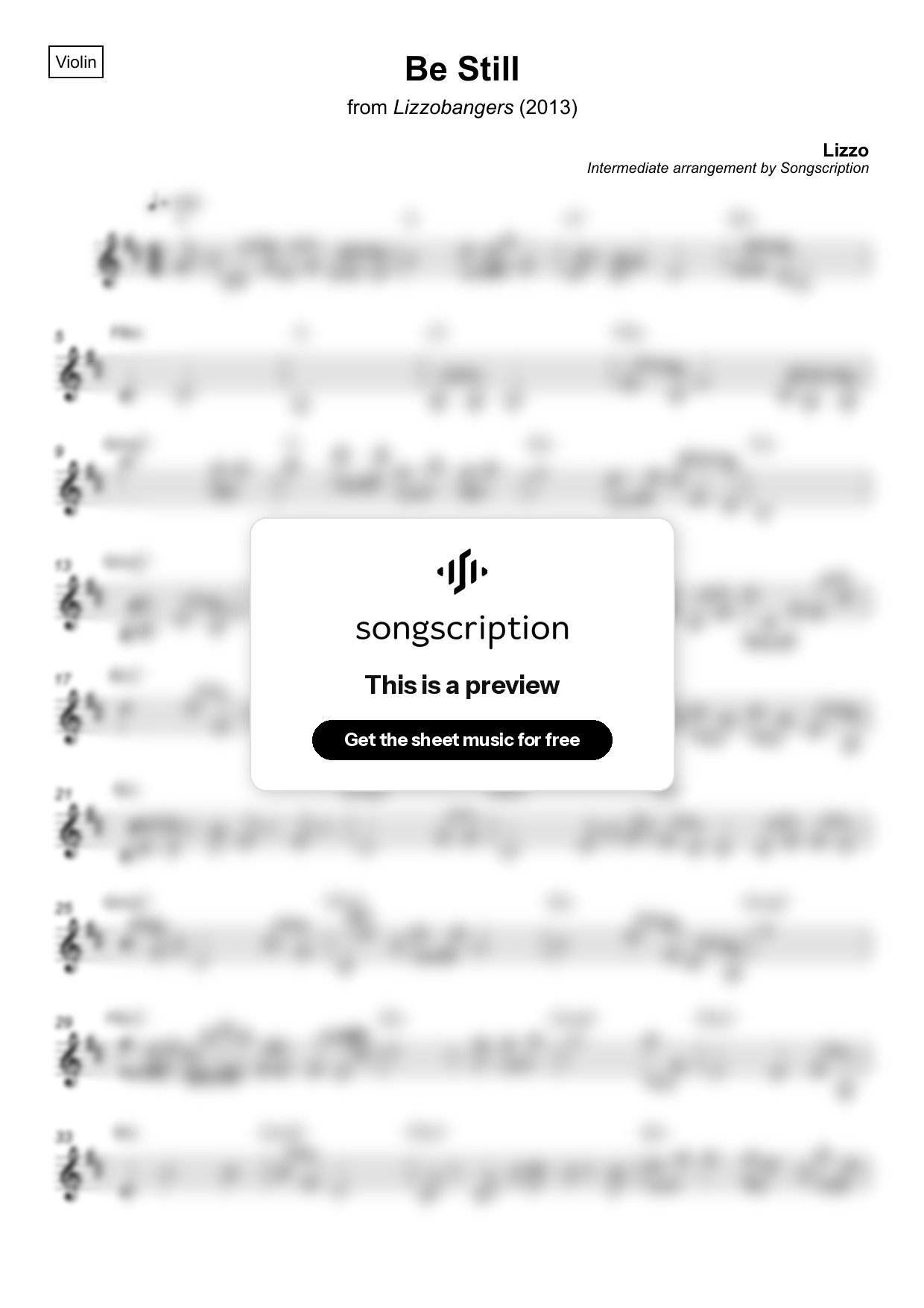 Intermediate Violin Sheet Music for "Be Still" by Lizzo