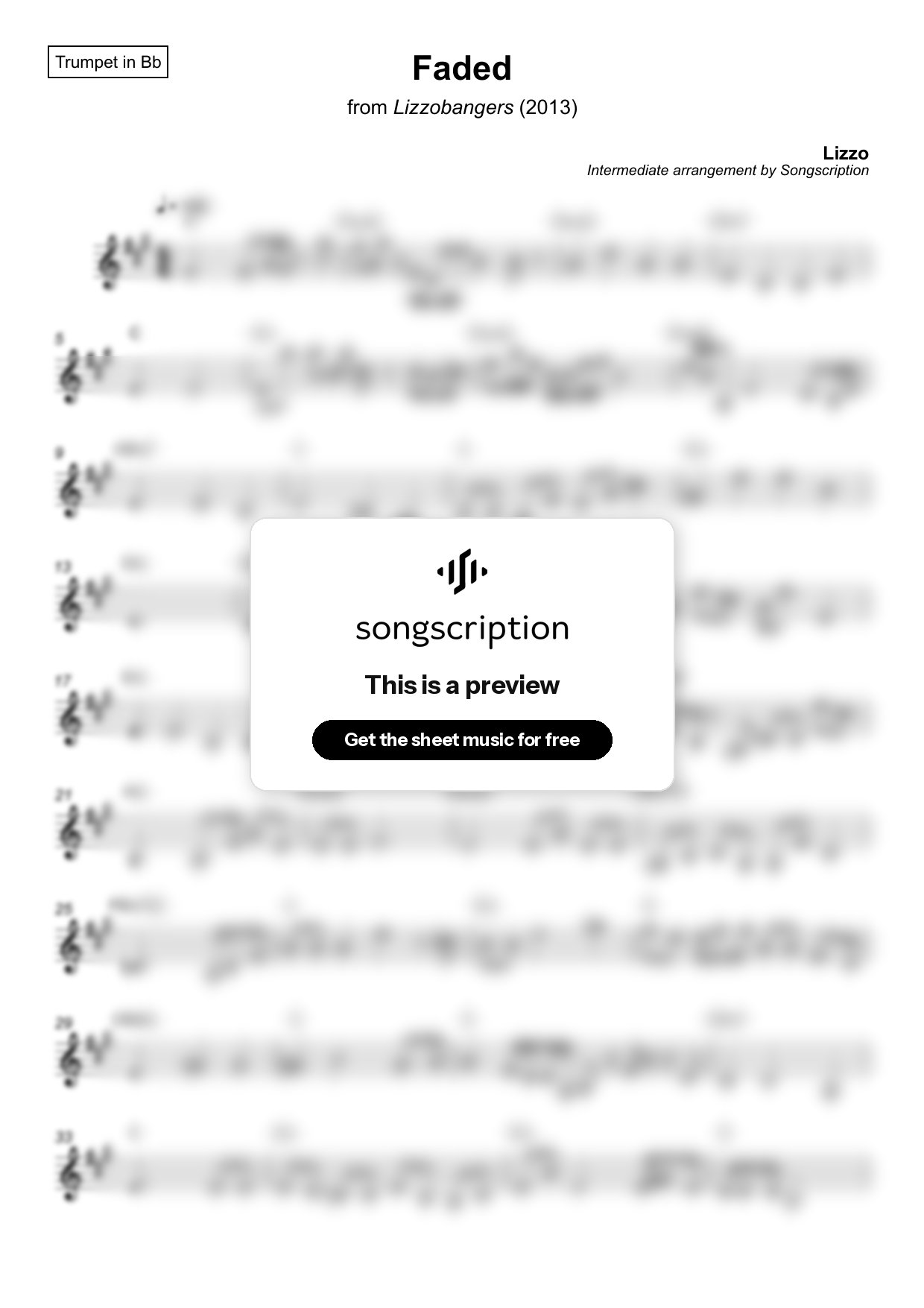Intermediate Trumpet Sheet Music for "Faded" by Lizzo