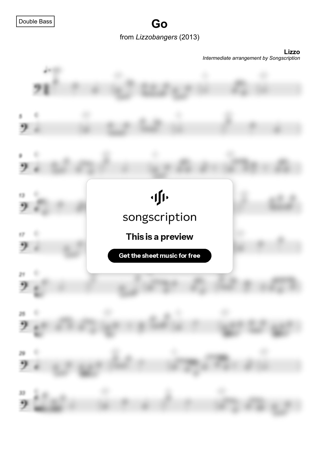 Intermediate Double Bass Sheet Music for "Go" by Lizzo