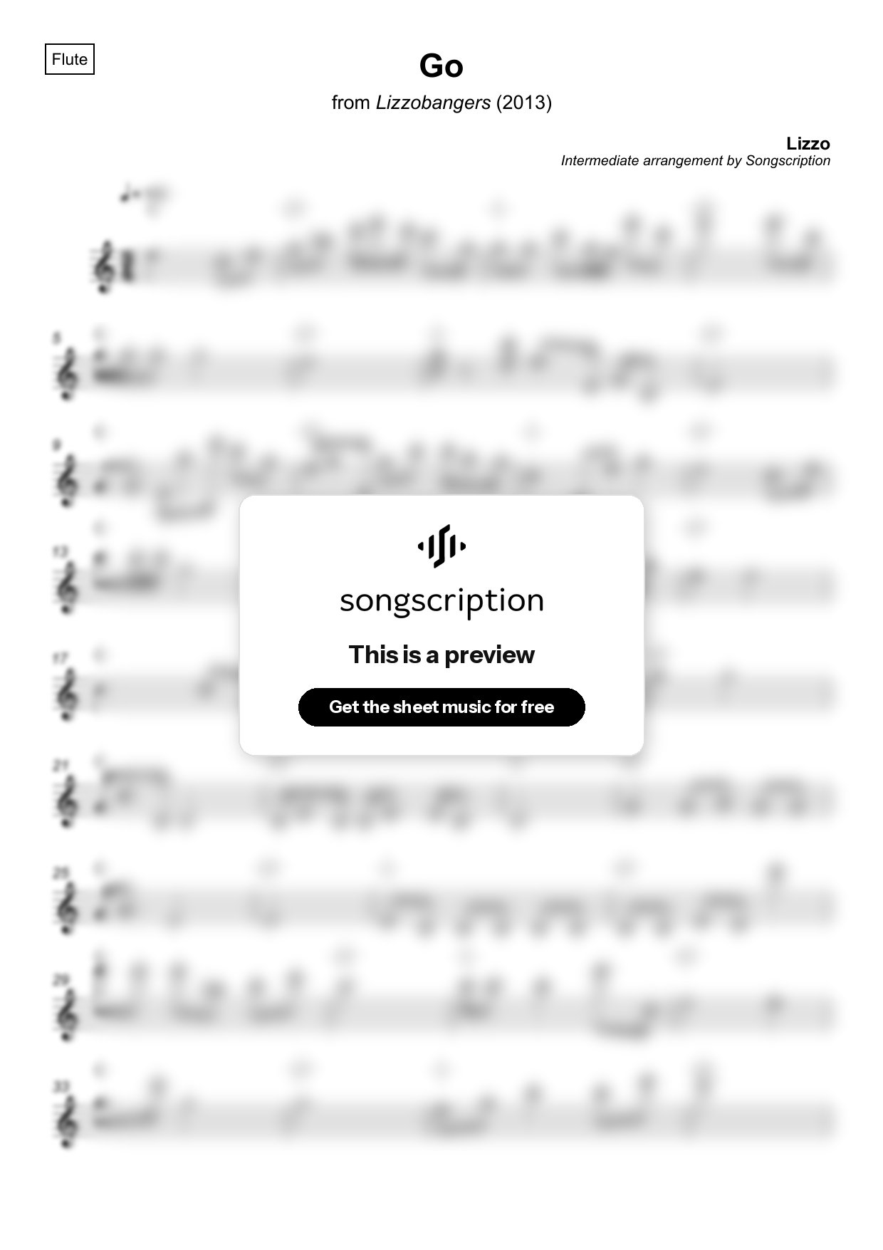 Intermediate Flute Sheet Music for "Go" by Lizzo