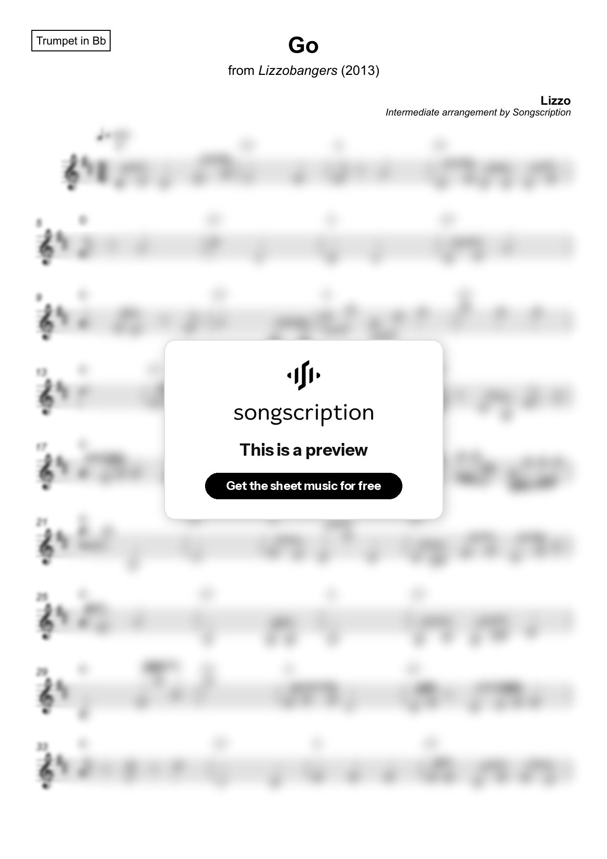 Intermediate Trumpet Sheet Music for "Go" by Lizzo