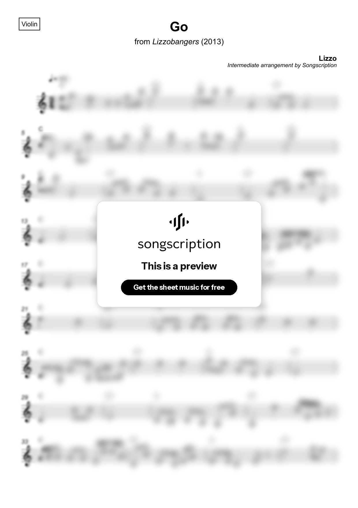 Intermediate Violin Sheet Music for "Go" by Lizzo