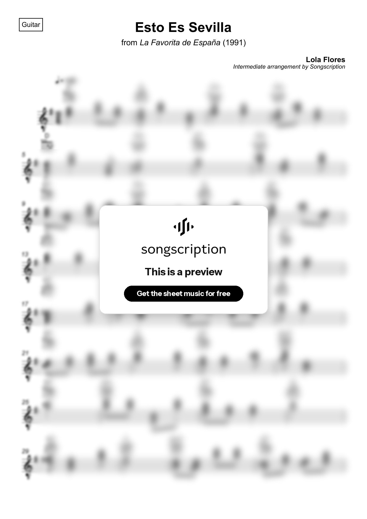 Intermediate Acoustic Guitar Sheet Music for "Esto Es Sevilla" by Lola Flores