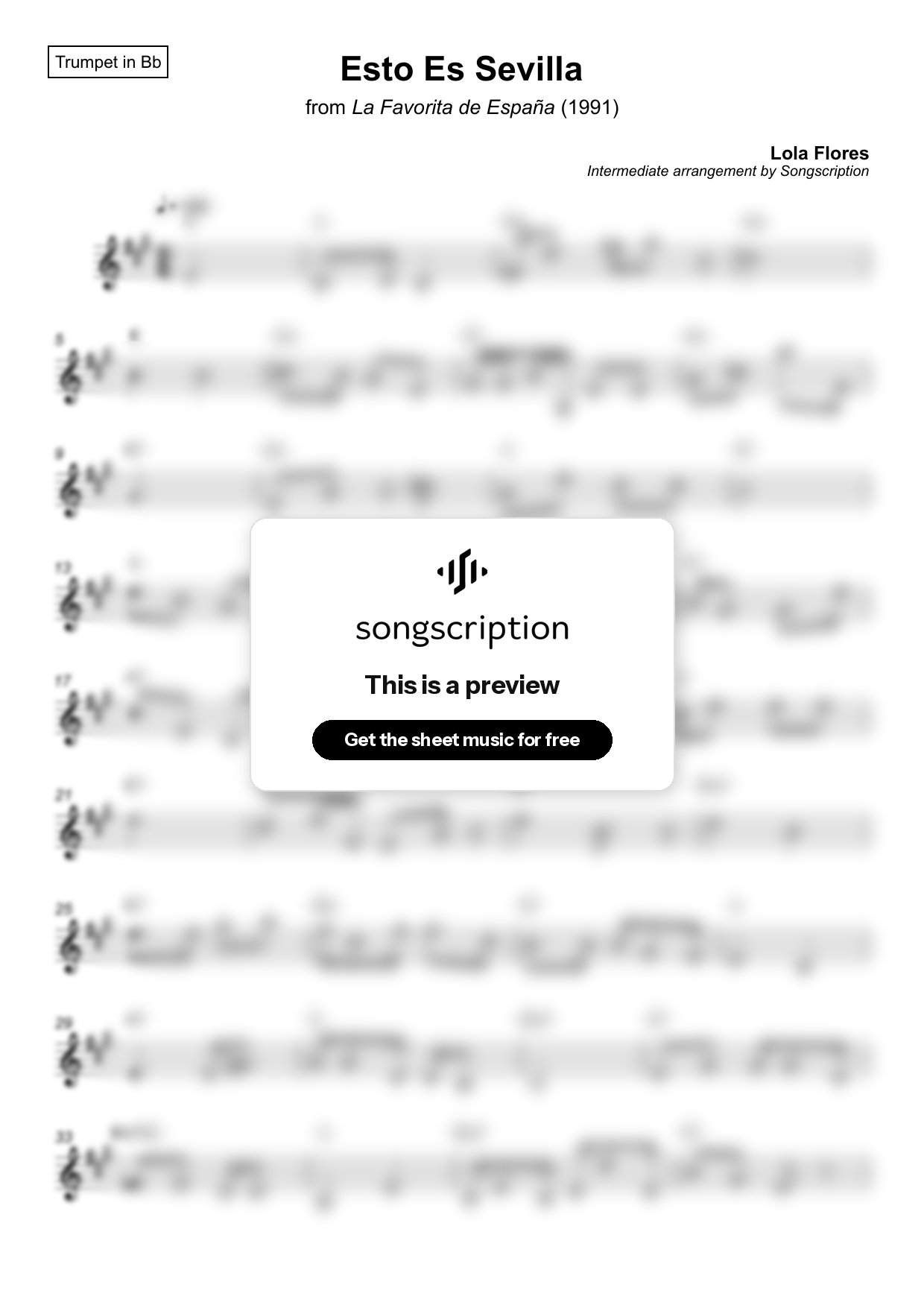 Intermediate Trumpet Sheet Music for "Esto Es Sevilla" by Lola Flores