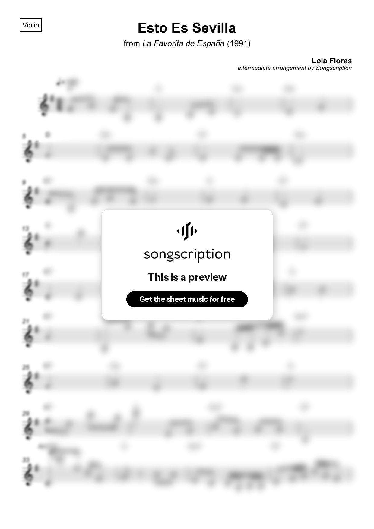 Intermediate Violin Sheet Music for "Esto Es Sevilla" by Lola Flores