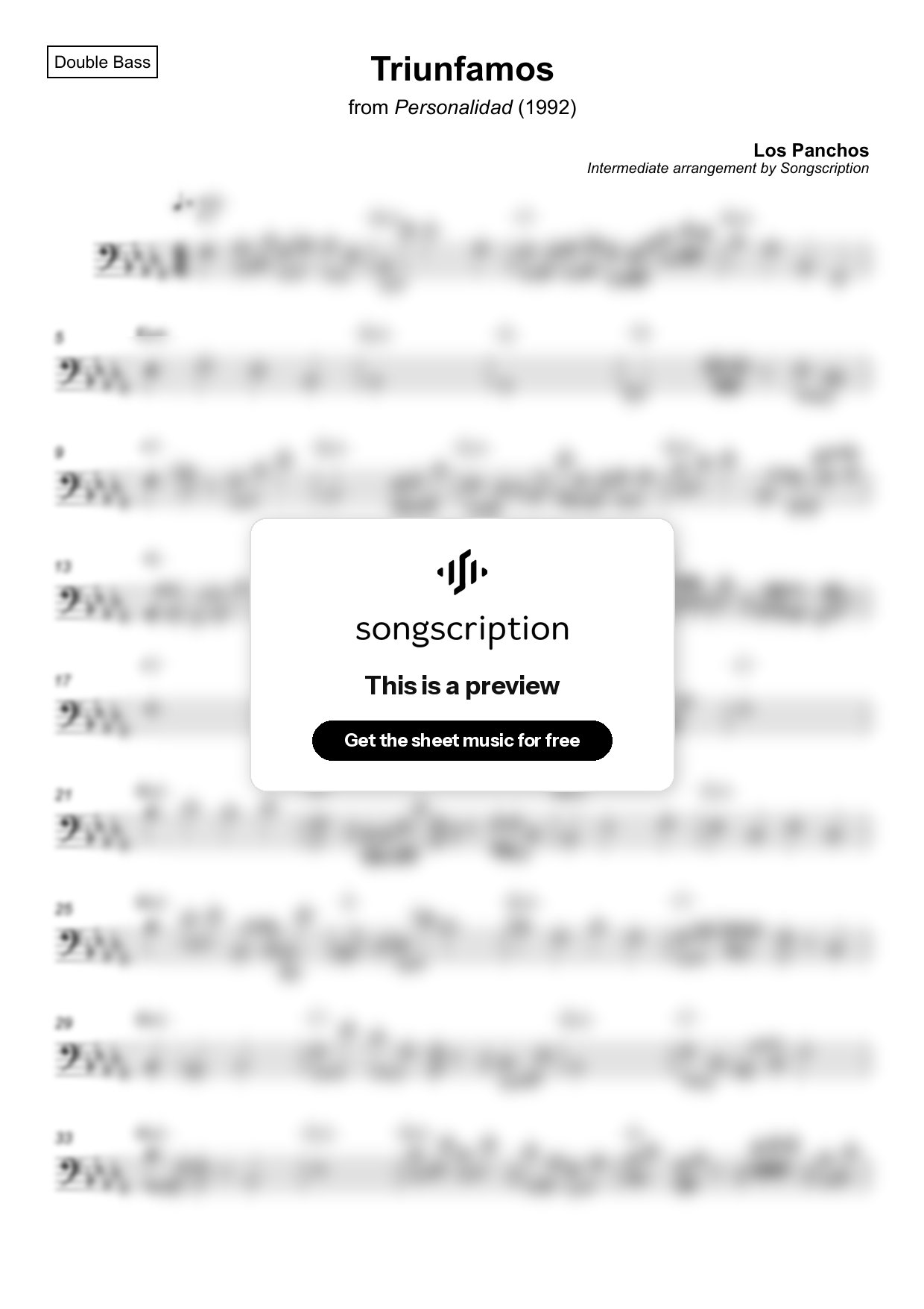 Intermediate Double Bass Sheet Music for "Triunfamos" by Los Panchos