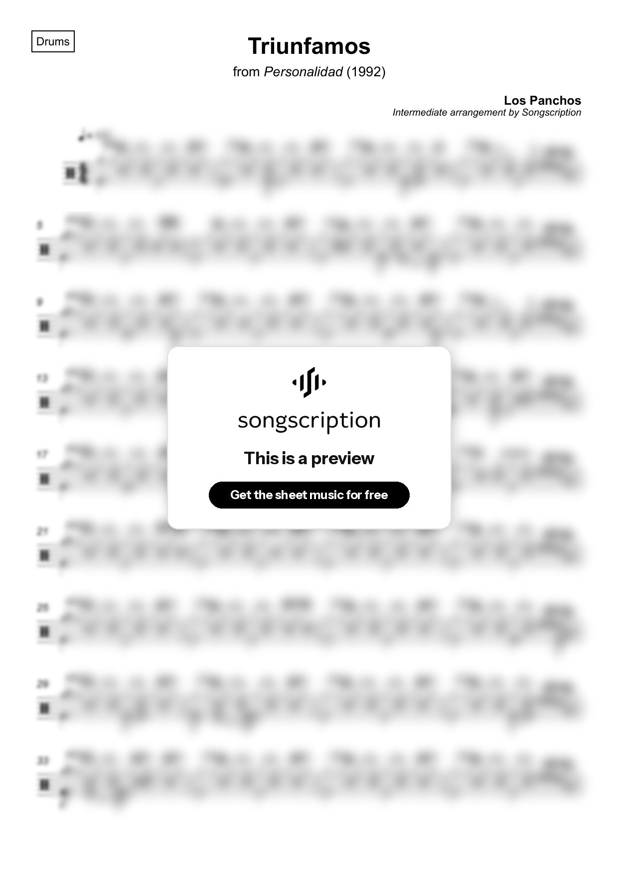 Intermediate Drums Sheet Music for "Triunfamos" by Los Panchos