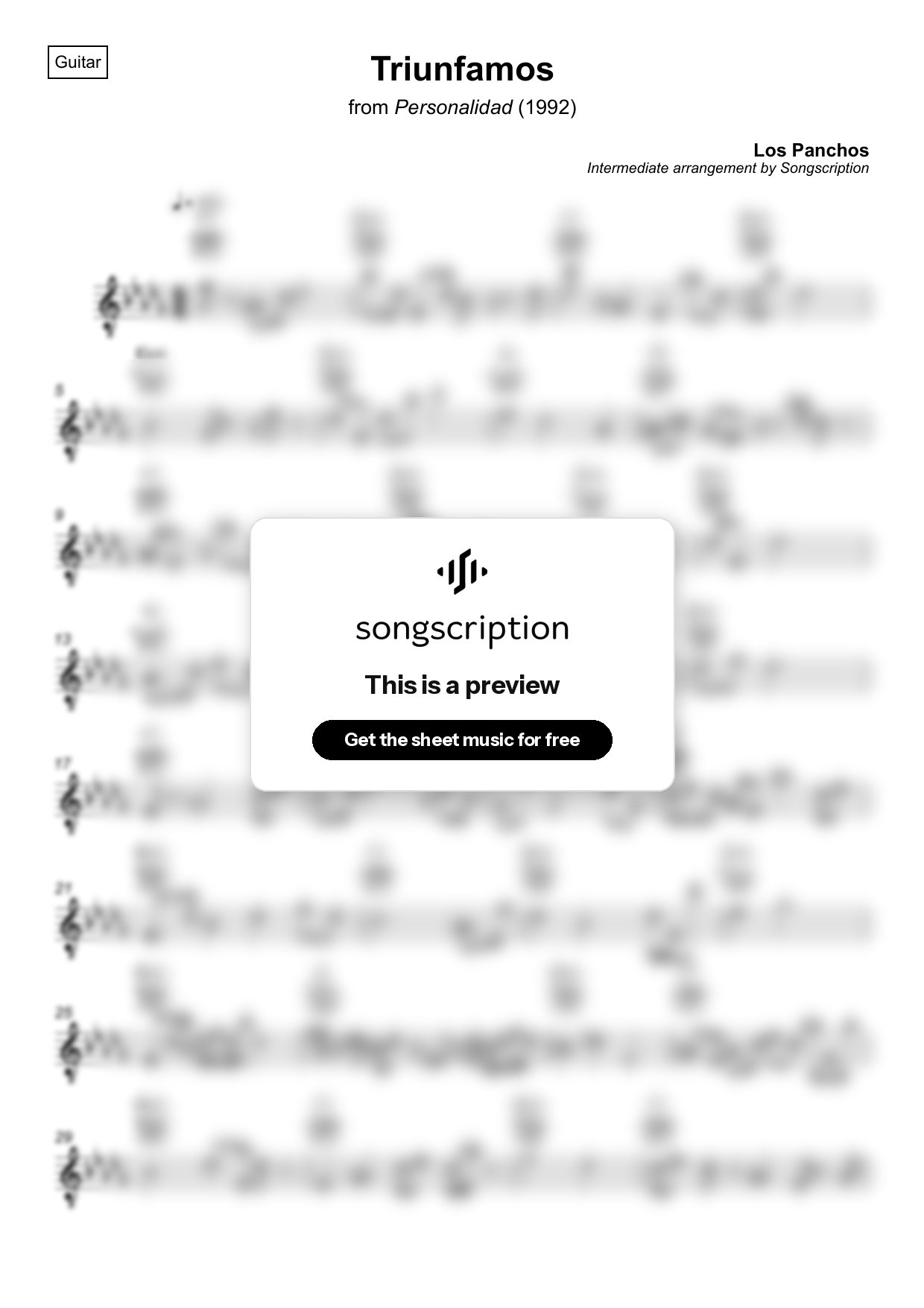 Intermediate Acoustic Guitar Sheet Music for "Triunfamos" by Los Panchos