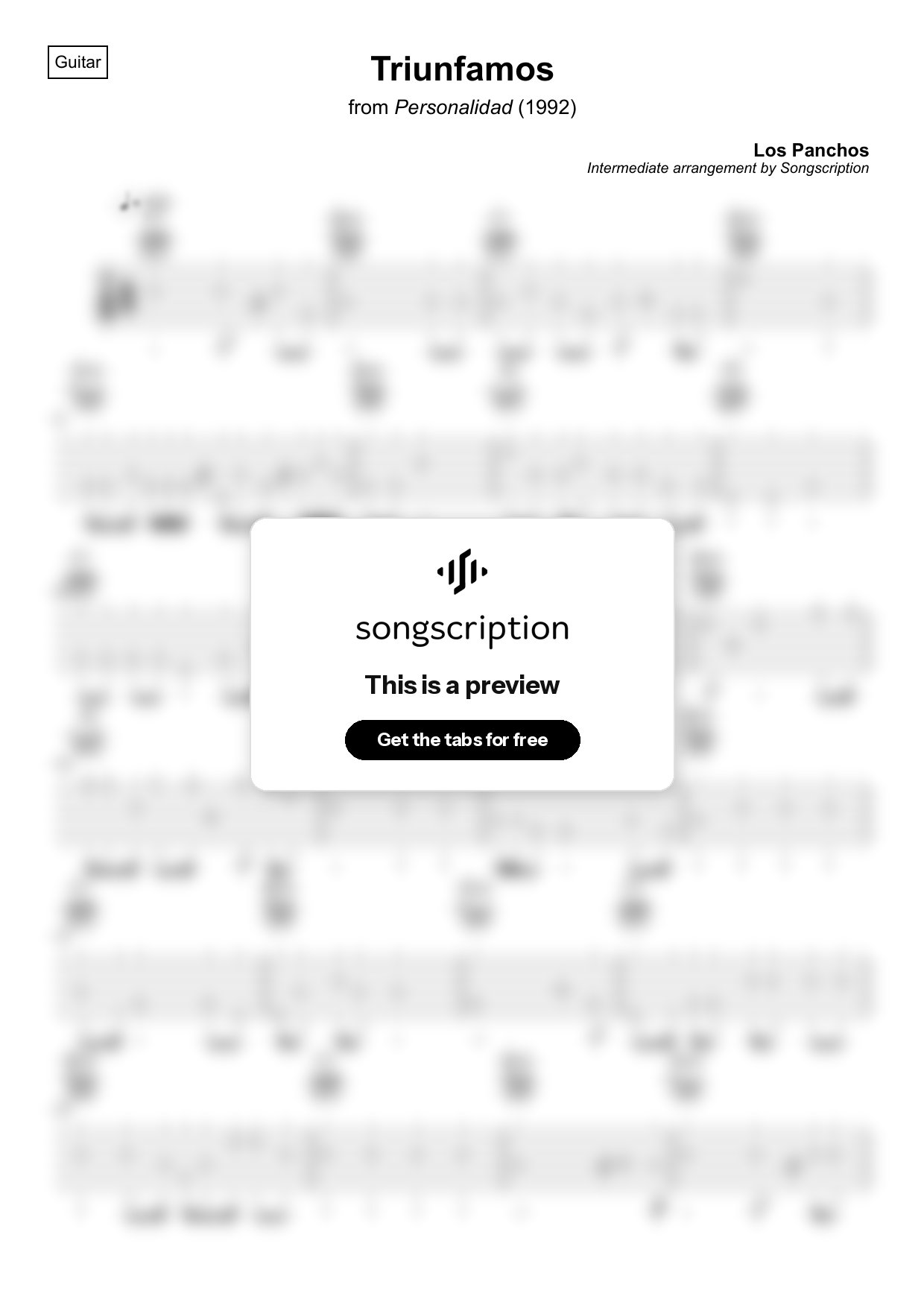 Intermediate Acoustic Guitar Tabs for "Triunfamos" by Los Panchos