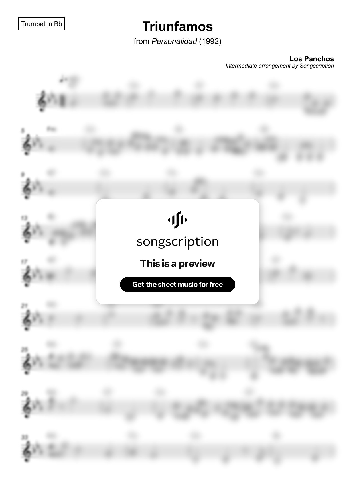 Intermediate Trumpet Sheet Music for "Triunfamos" by Los Panchos