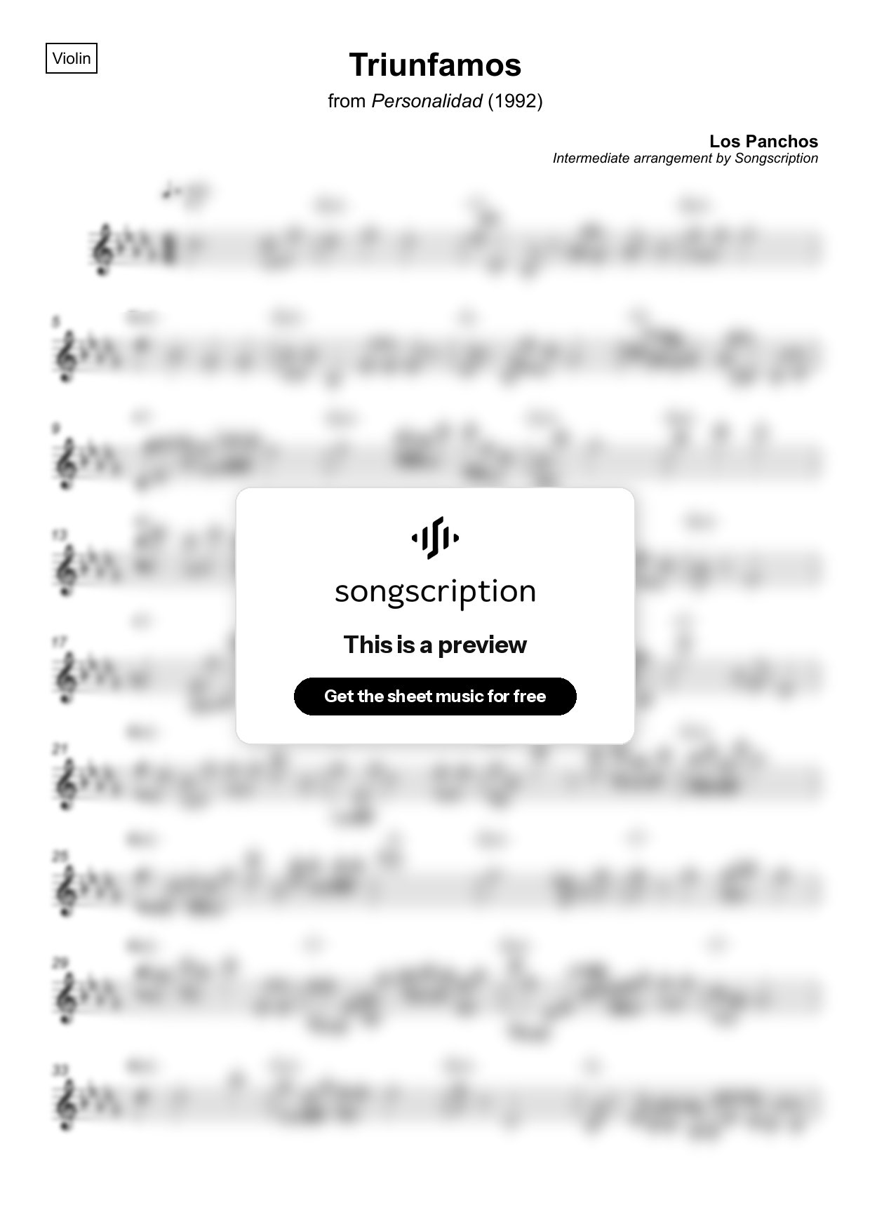 Intermediate Violin Sheet Music for "Triunfamos" by Los Panchos