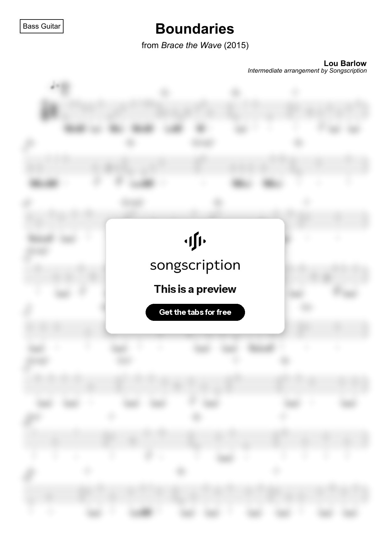 Intermediate Bass Guitar Tabs for "Boundaries" by Lou Barlow