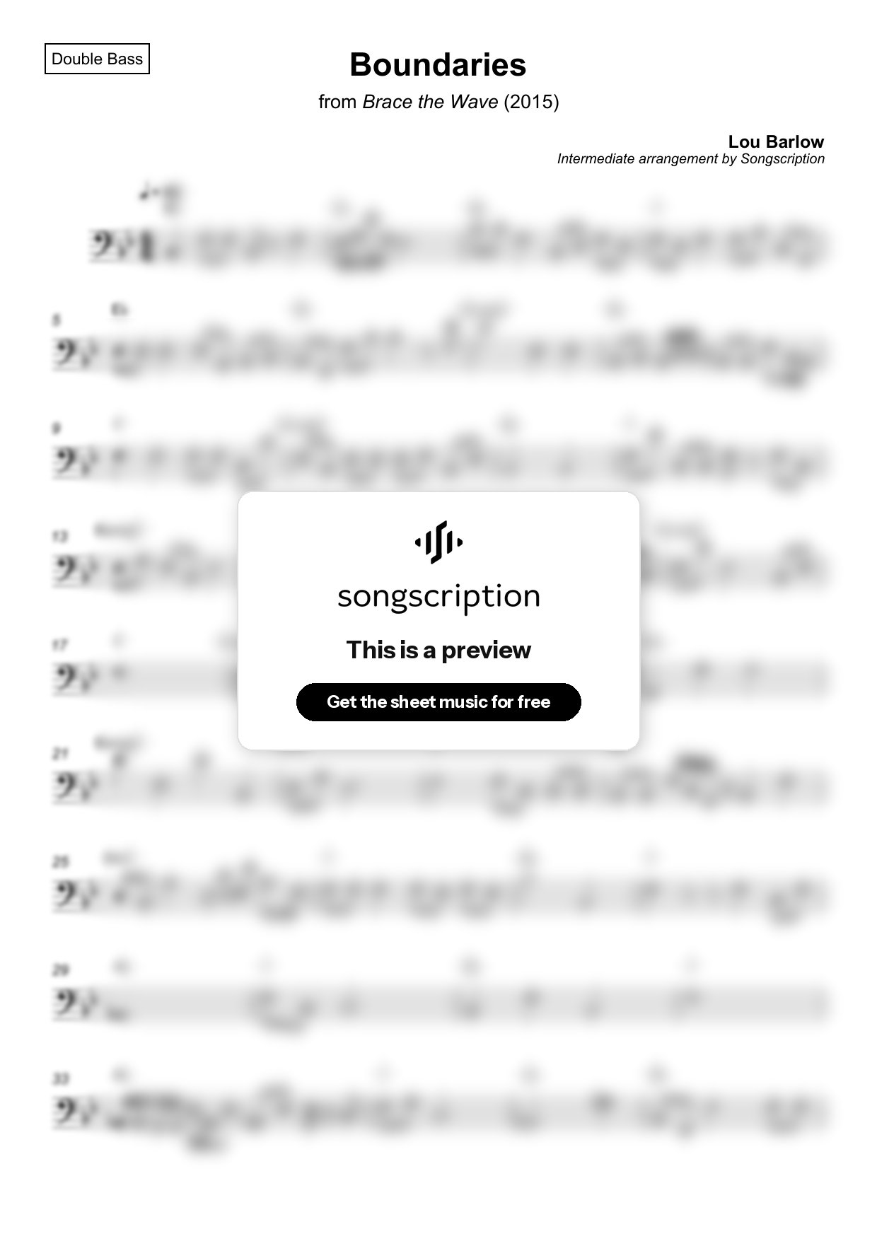 Intermediate Double Bass Sheet Music for "Boundaries" by Lou Barlow