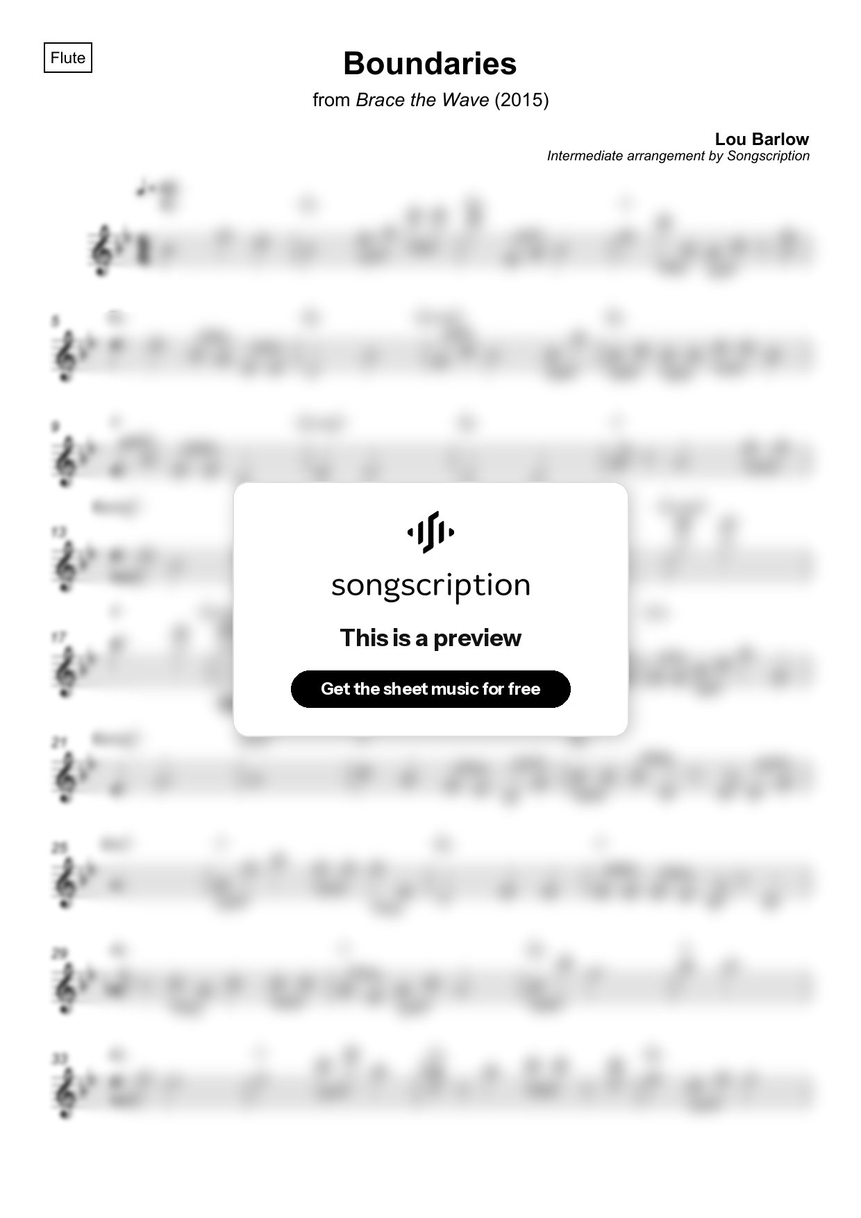 Intermediate Flute Sheet Music for "Boundaries" by Lou Barlow