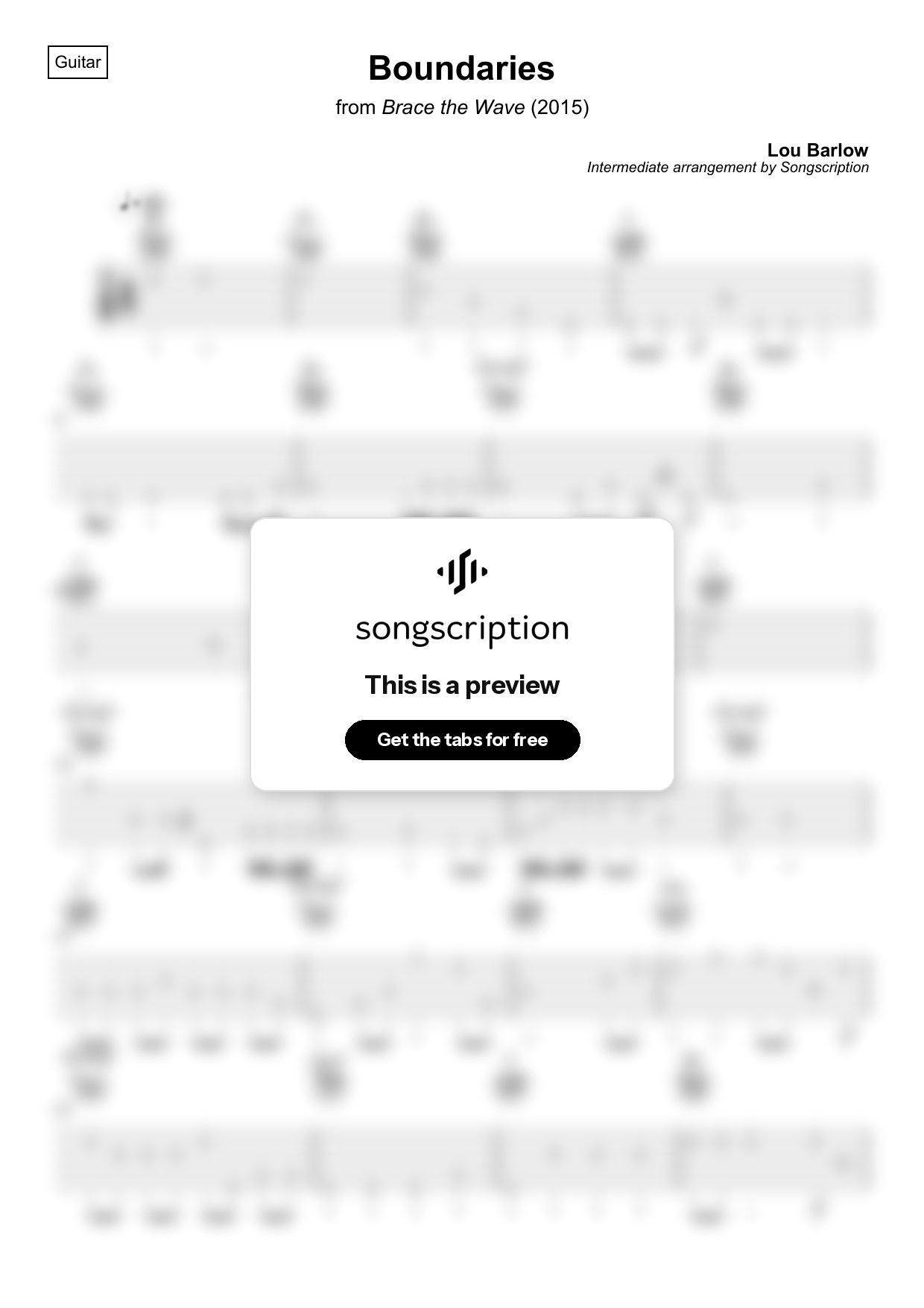 Intermediate Acoustic Guitar Tabs for "Boundaries" by Lou Barlow