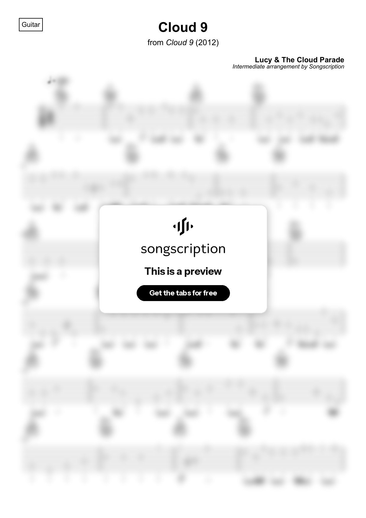 Intermediate Acoustic Guitar Tabs for "Cloud 9" by Lucy & The Cloud Parade
