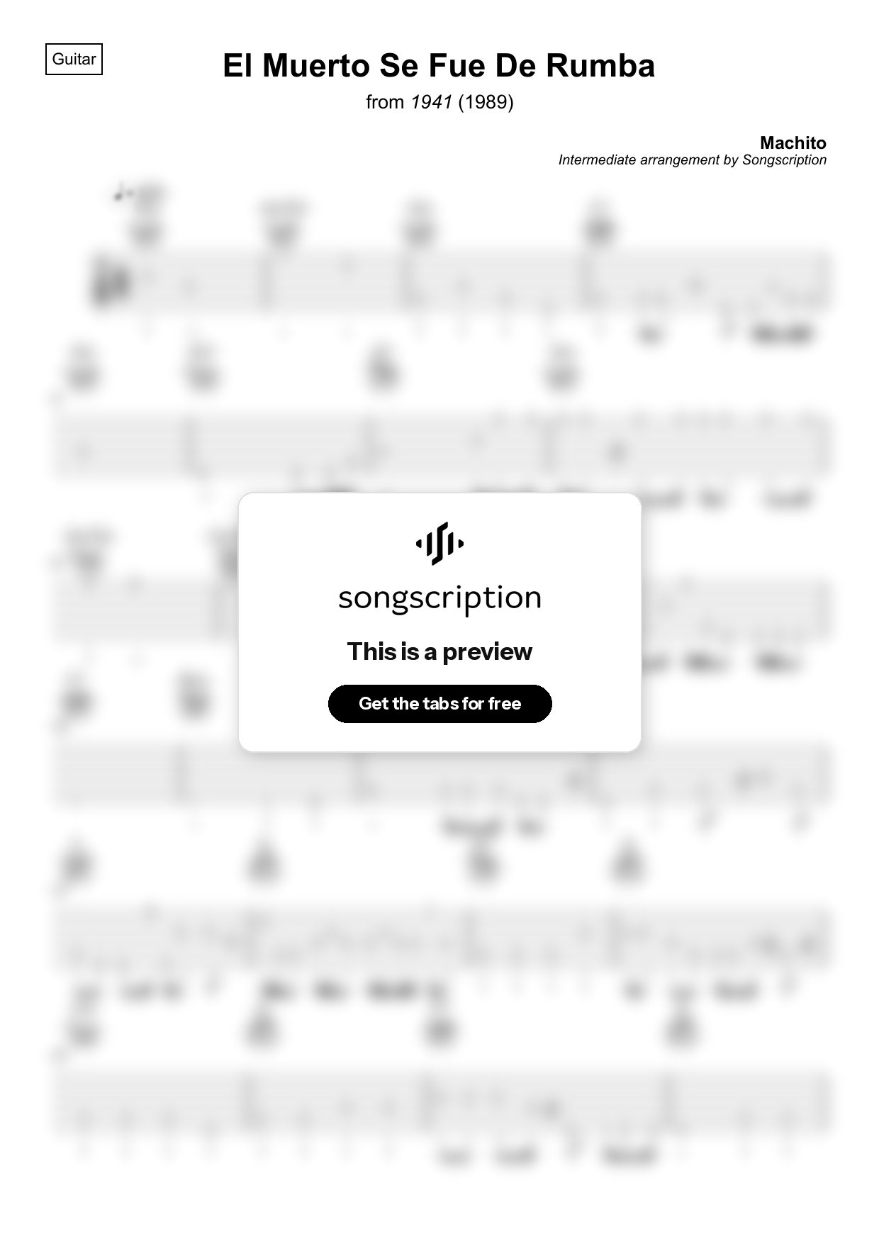Intermediate Acoustic Guitar Tabs for "El Muerto Se Fue De Rumba" by Machito