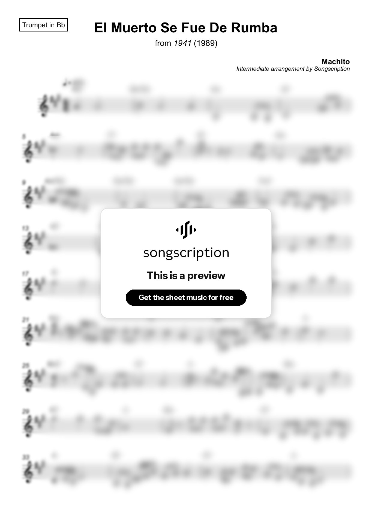 Intermediate Trumpet Sheet Music for "El Muerto Se Fue De Rumba" by Machito