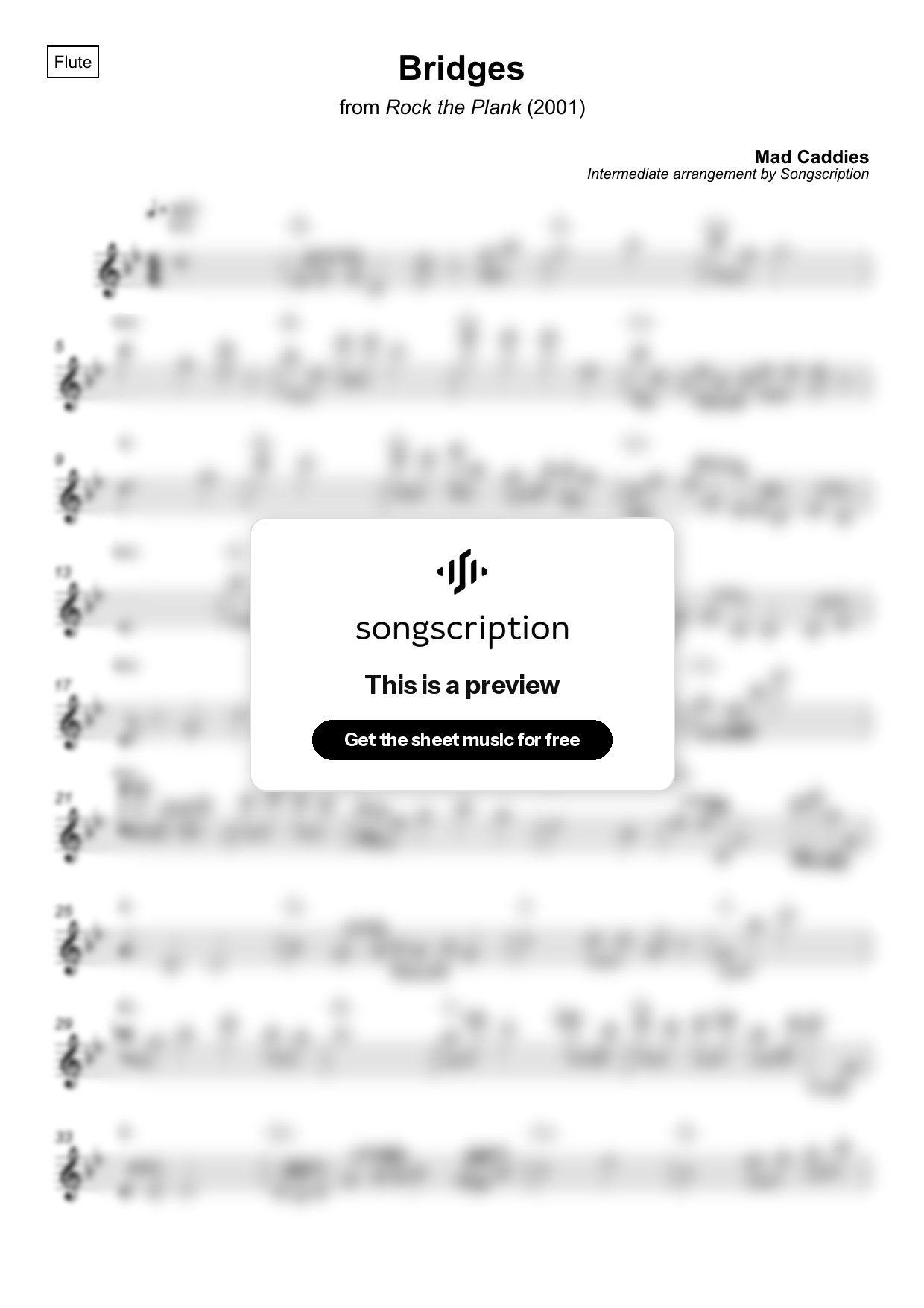 Intermediate Flute Sheet Music for "Bridges" by Mad Caddies