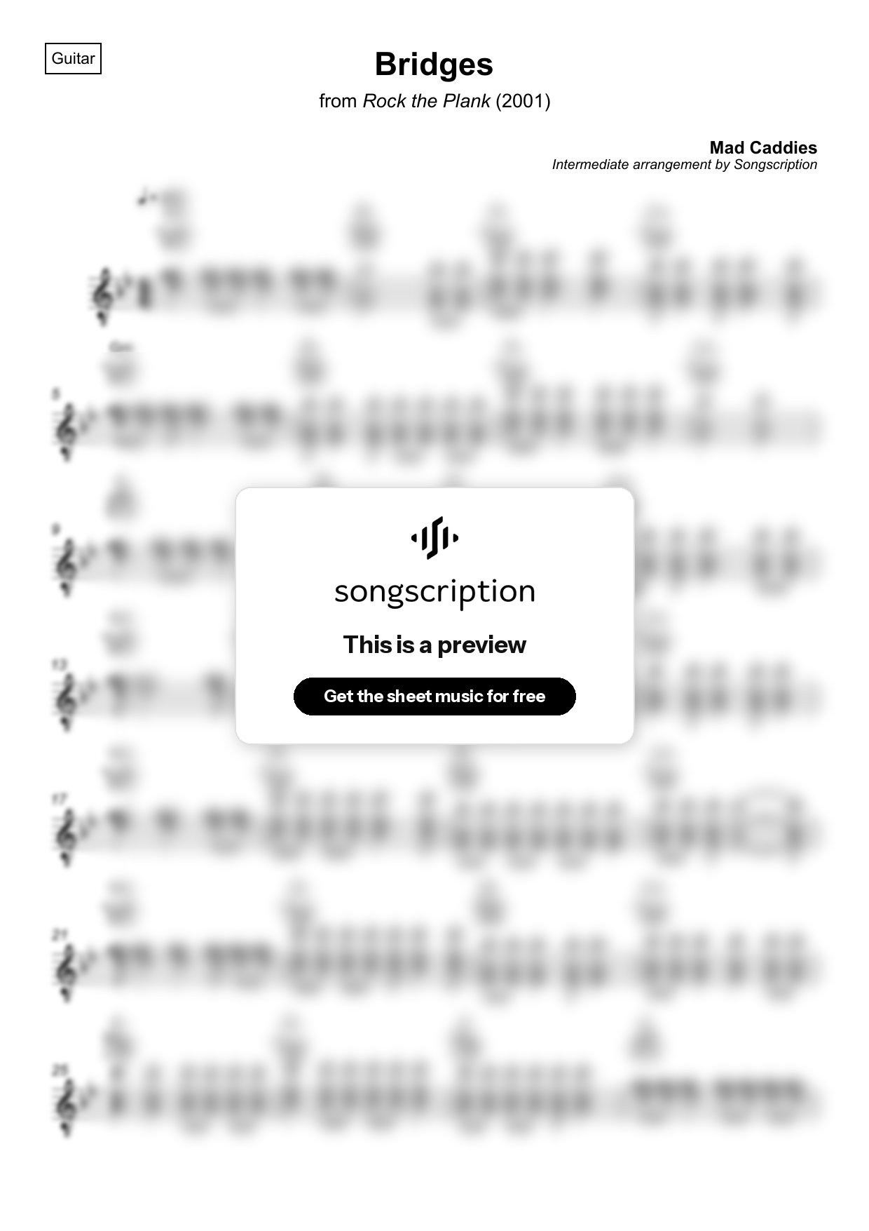Intermediate Acoustic Guitar Sheet Music for "Bridges" by Mad Caddies