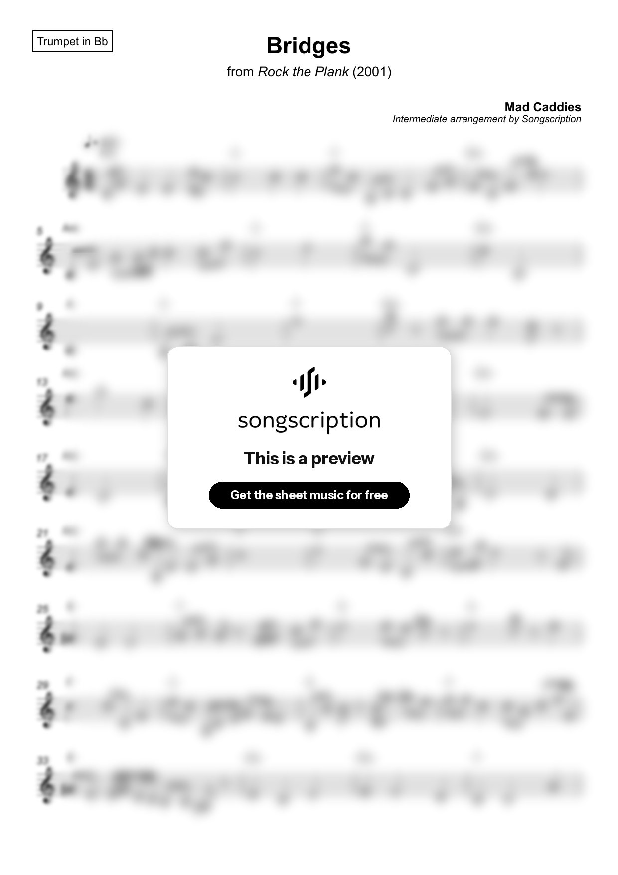 Intermediate Trumpet Sheet Music for "Bridges" by Mad Caddies