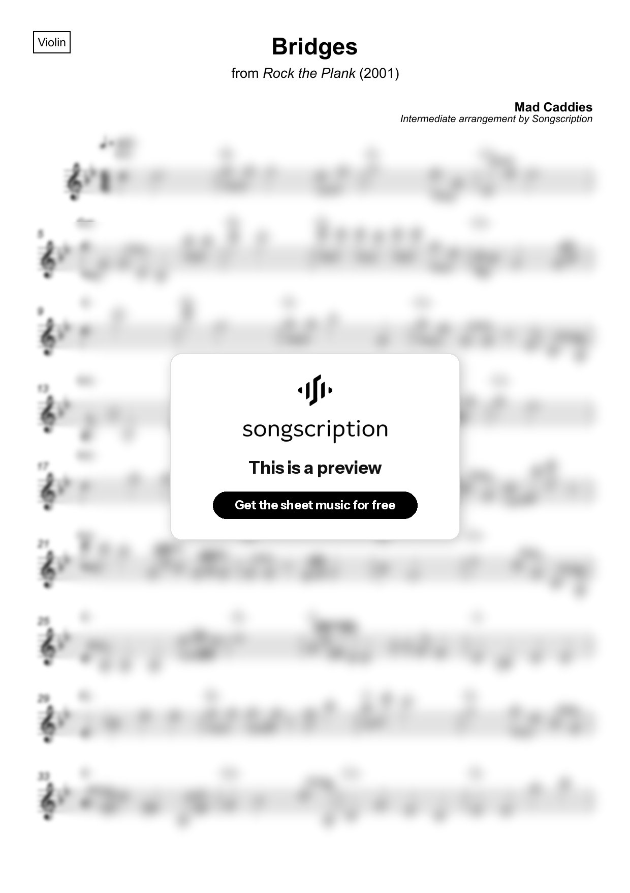 Intermediate Violin Sheet Music for "Bridges" by Mad Caddies