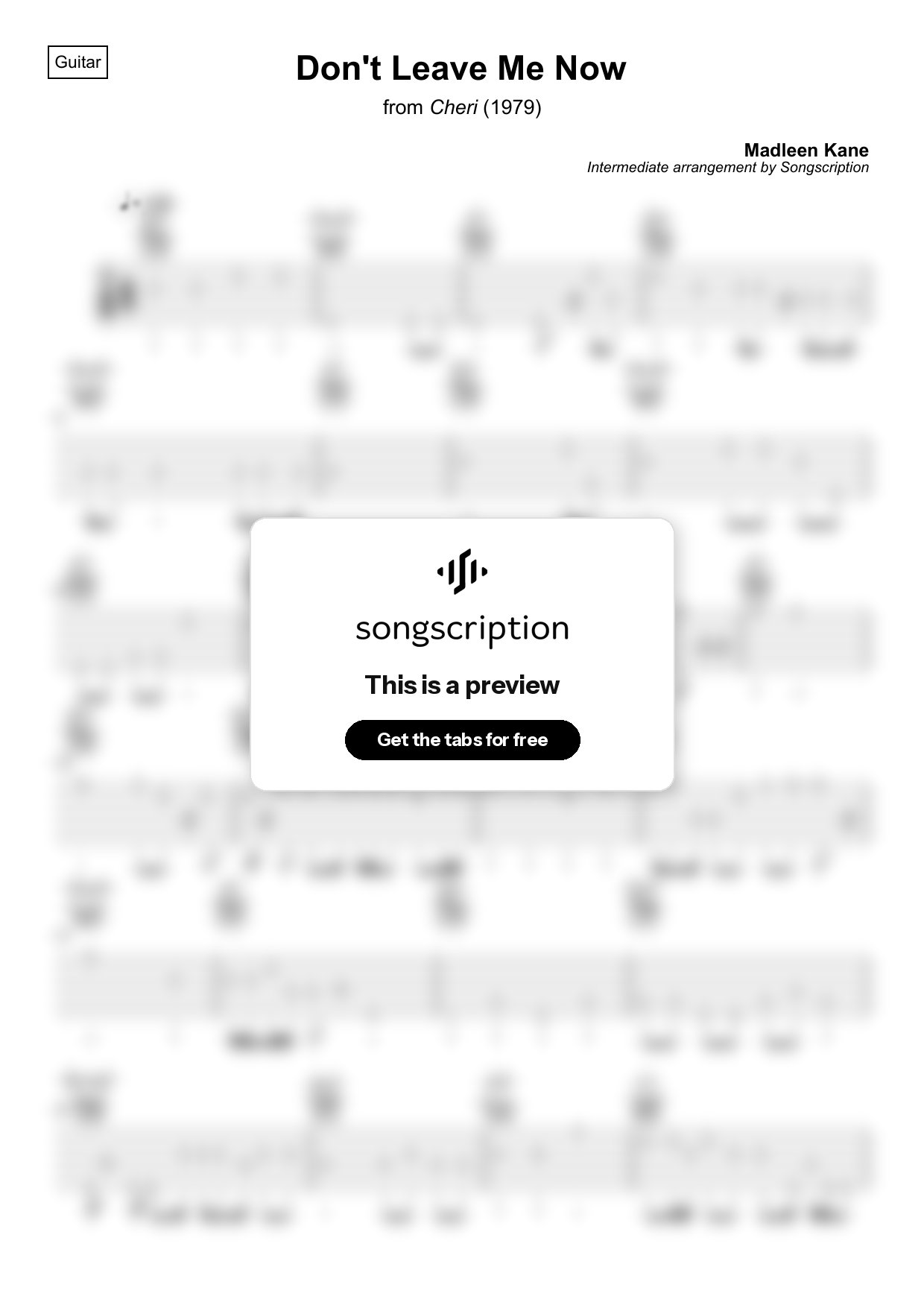 Intermediate Acoustic Guitar Tabs for "Don't Leave Me Now" by Madleen Kane