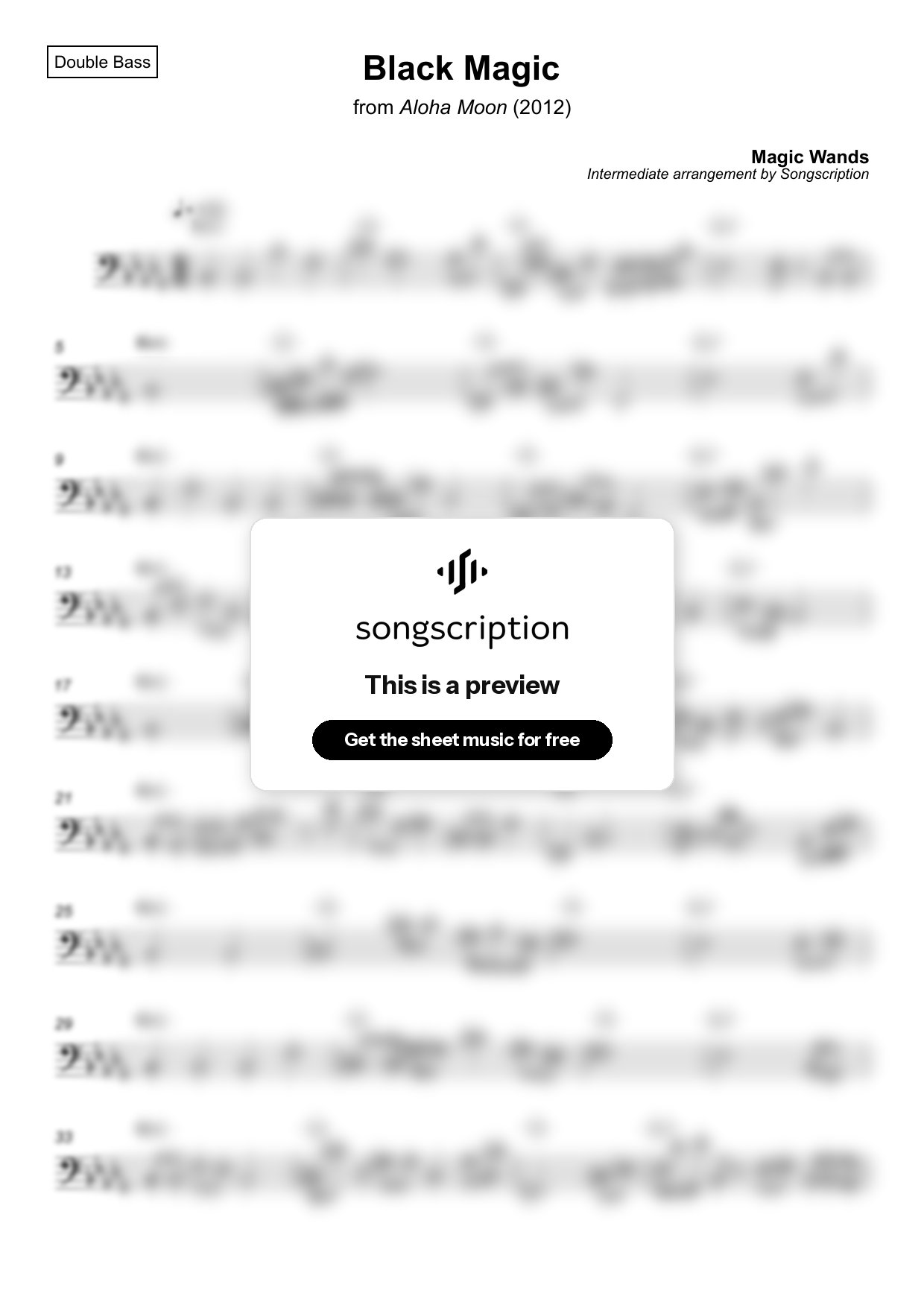 Intermediate Double Bass Sheet Music for "Black Magic" by Magic Wands