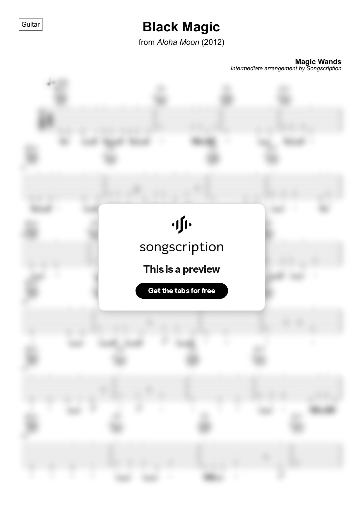 Intermediate Acoustic Guitar Tabs for "Black Magic" by Magic Wands