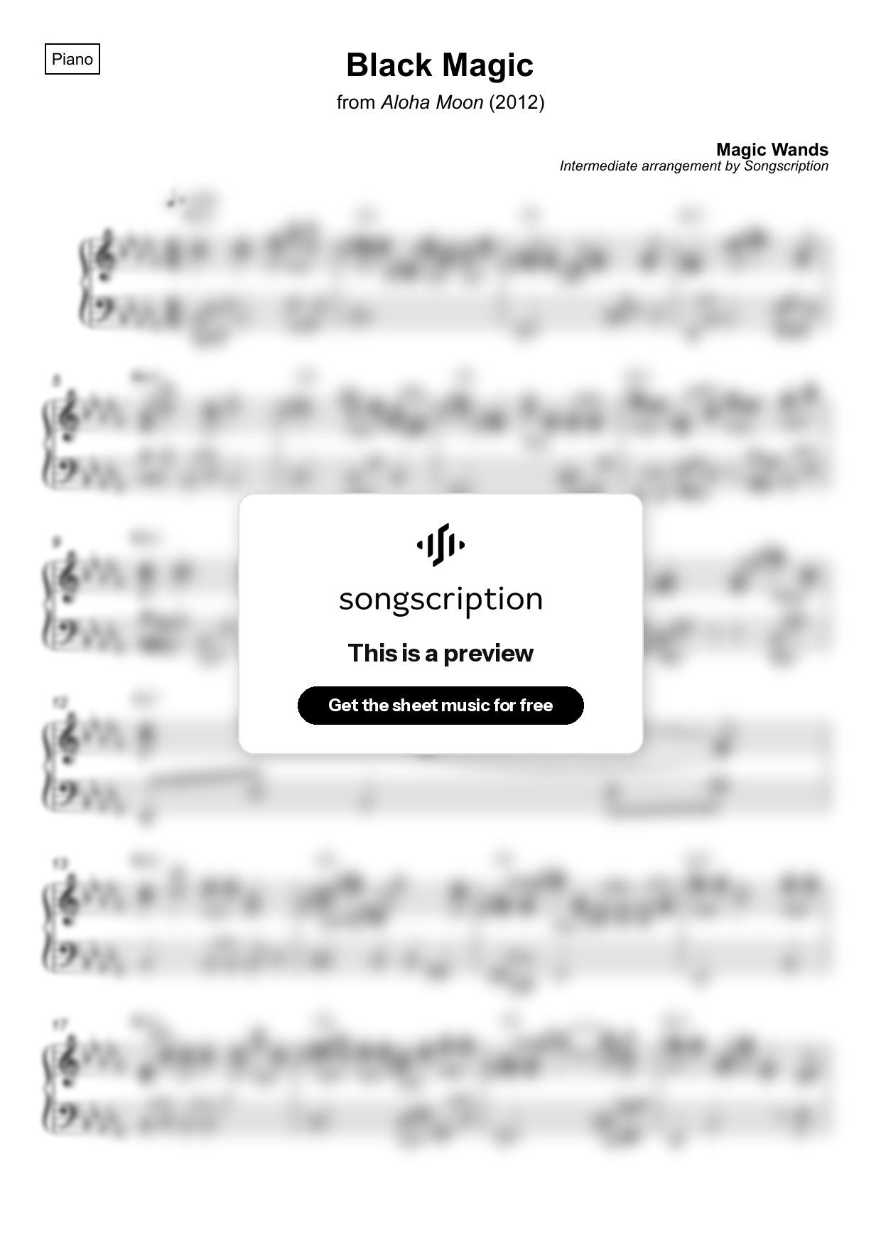 Intermediate Piano Sheet Music for "Black Magic" by Magic Wands