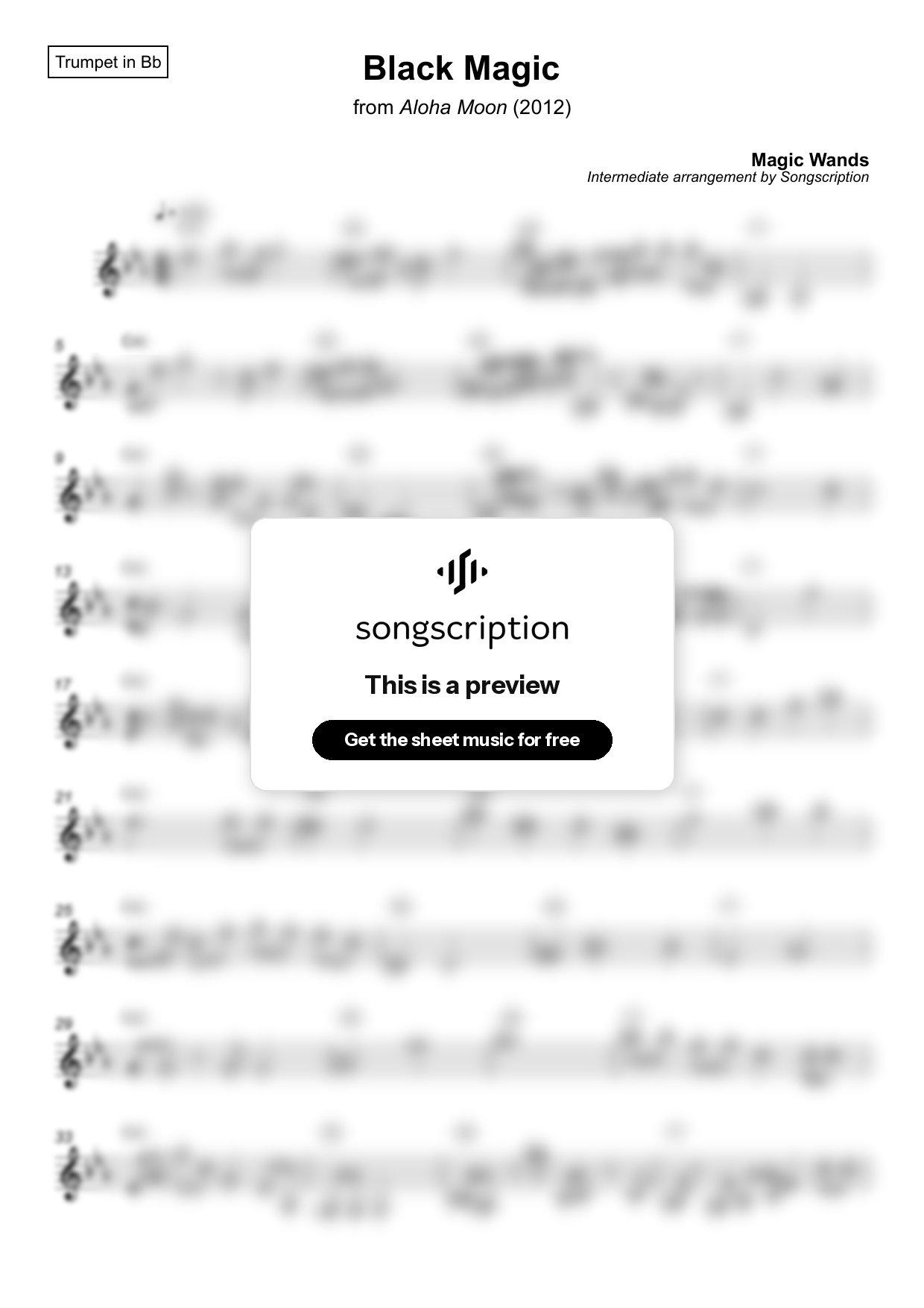 Intermediate Trumpet Sheet Music for "Black Magic" by Magic Wands