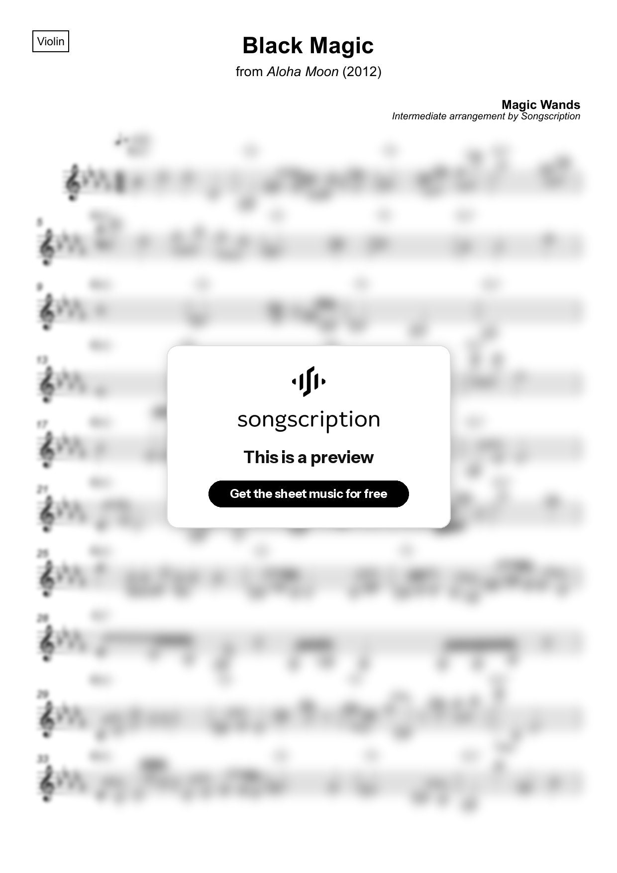 Intermediate Violin Sheet Music for "Black Magic" by Magic Wands