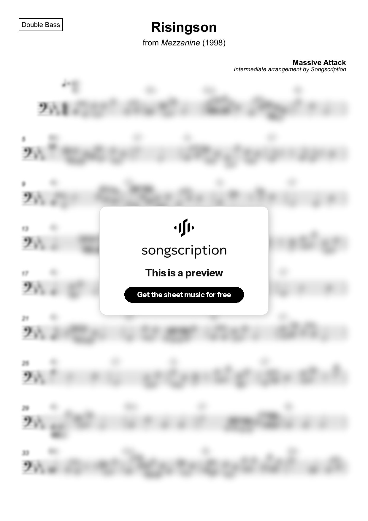 Intermediate Double Bass Sheet Music for "Risingson" by Massive Attack