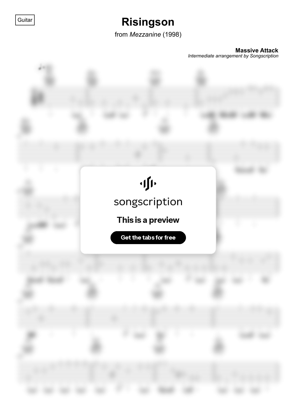 Intermediate Acoustic Guitar Tabs for "Risingson" by Massive Attack
