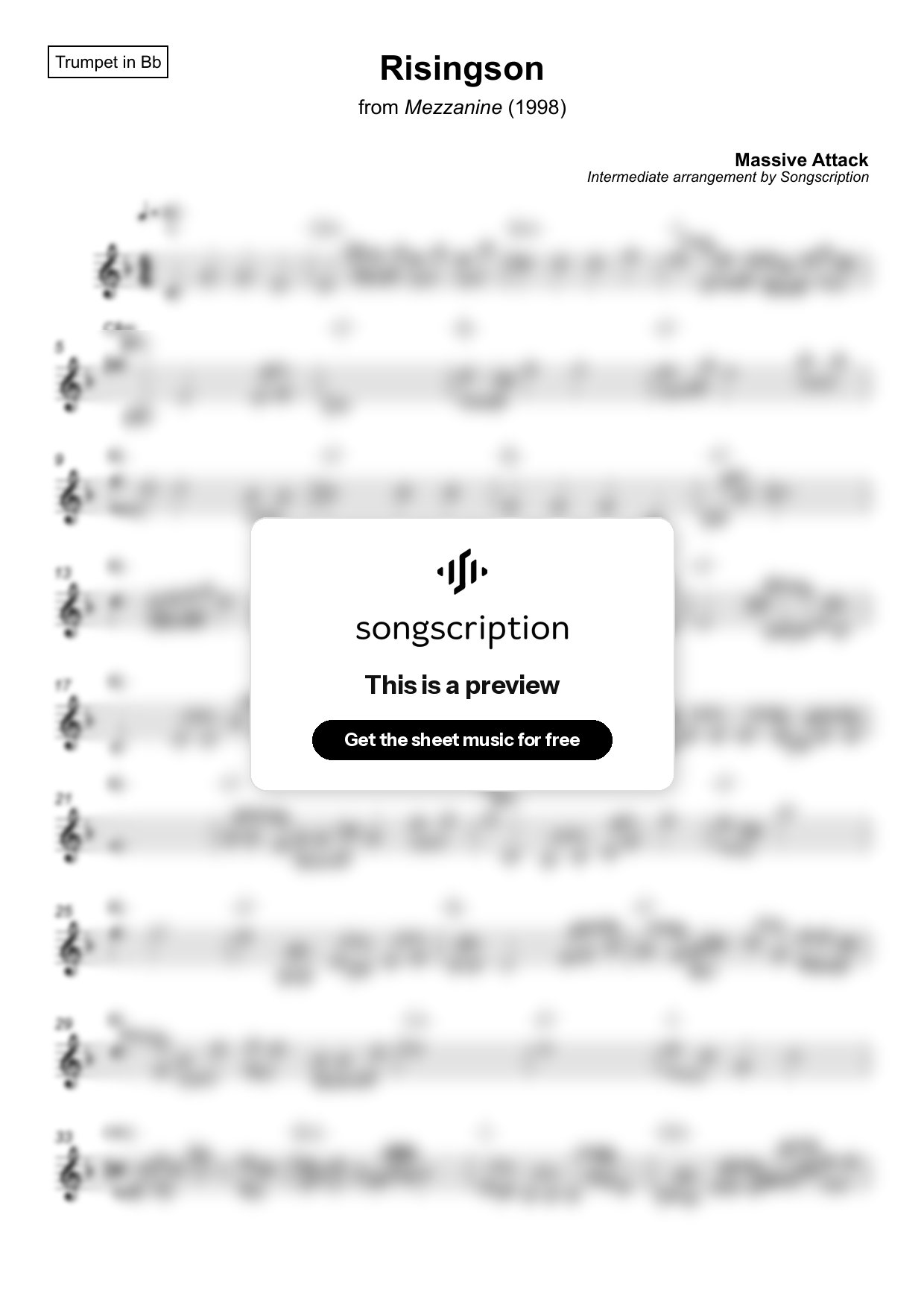 Intermediate Trumpet Sheet Music for "Risingson" by Massive Attack