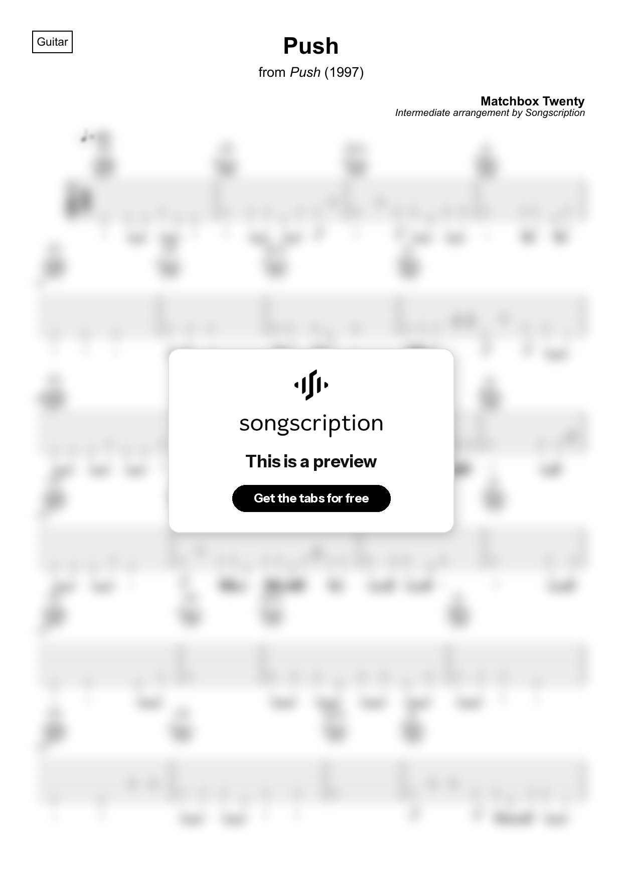 Intermediate Acoustic Guitar Tabs for "Push" by Matchbox Twenty
