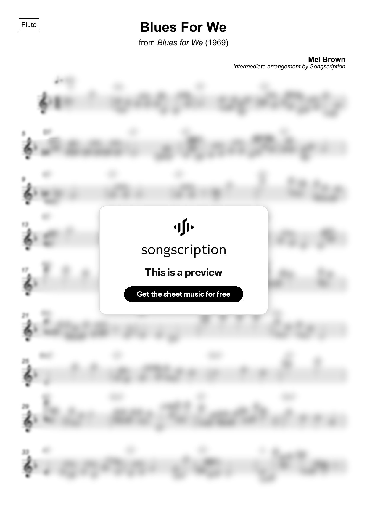 Intermediate Flute Sheet Music for "Blues For We" by Mel Brown