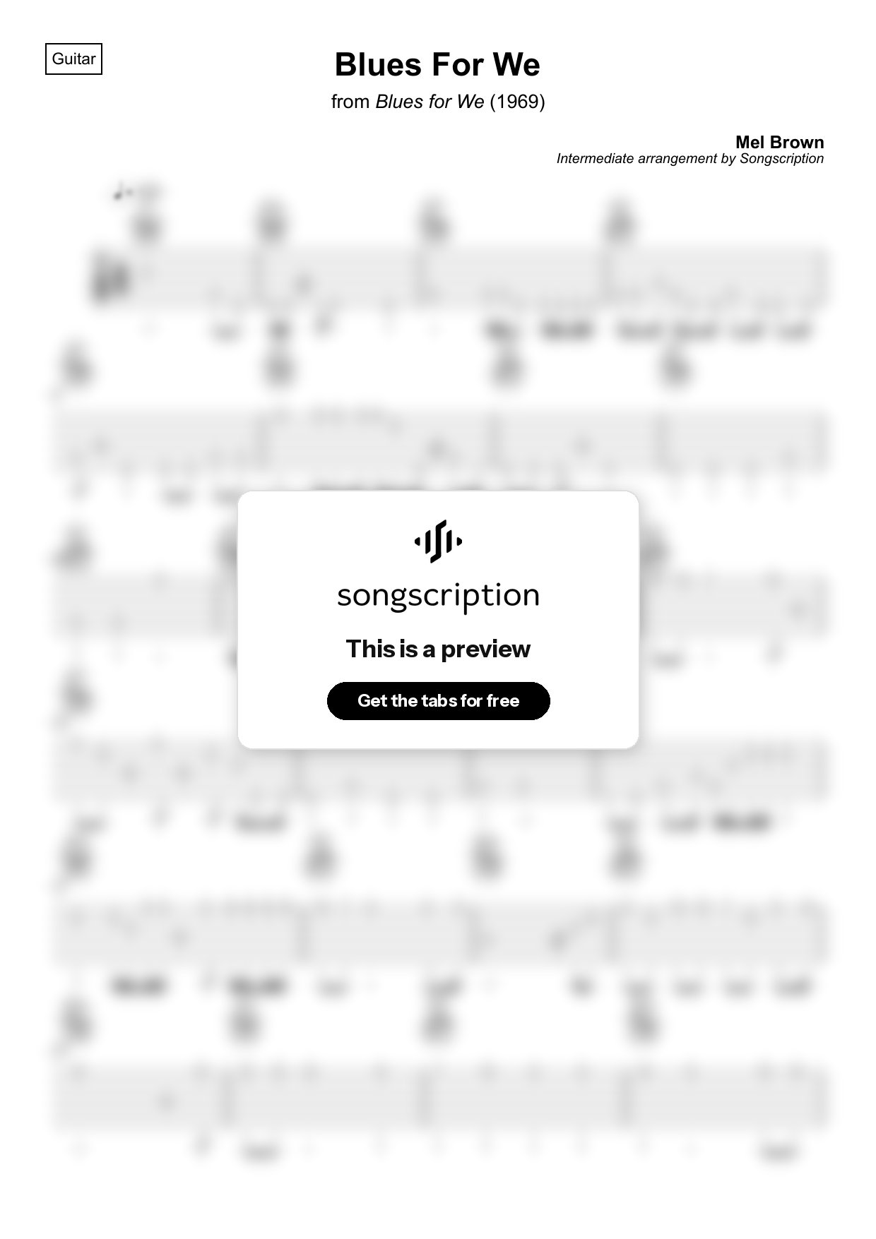 Intermediate Acoustic Guitar Tabs for "Blues For We" by Mel Brown