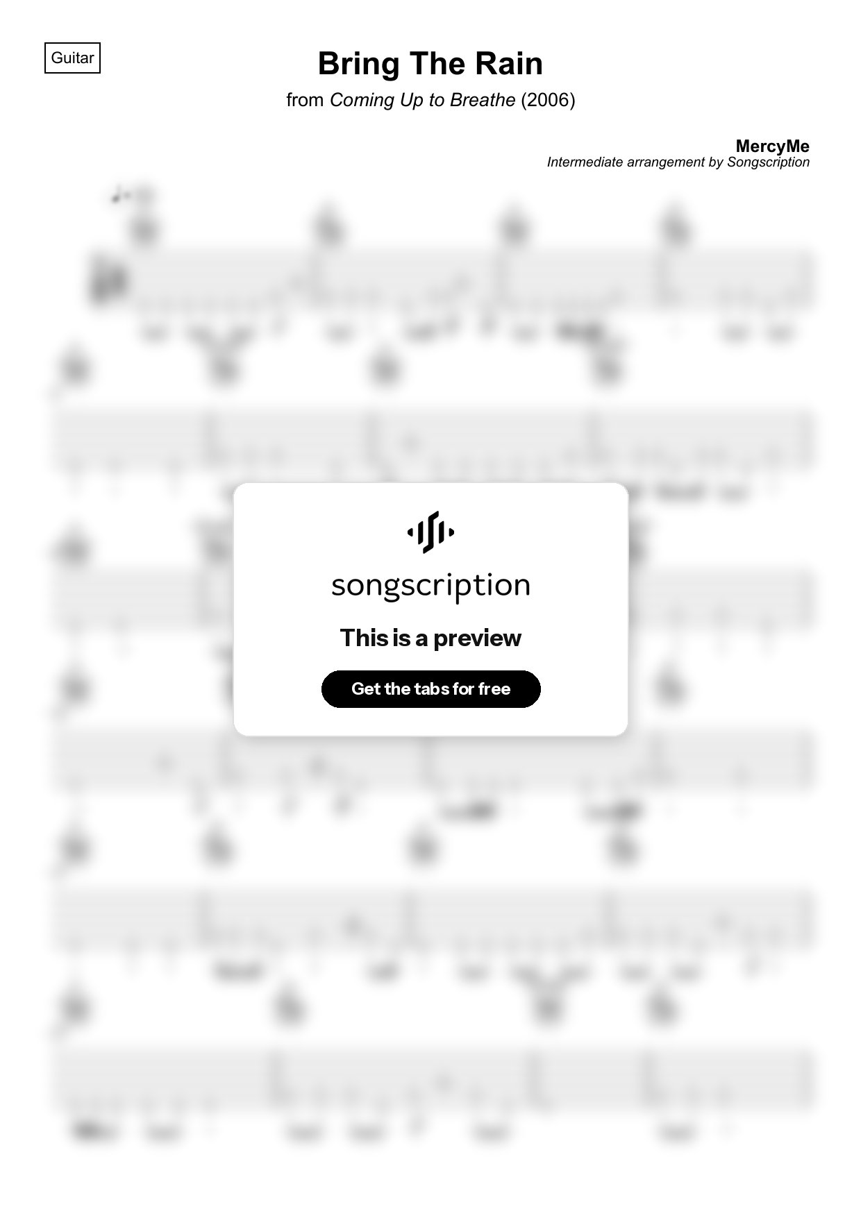 Intermediate Acoustic Guitar Tabs for "Bring The Rain" by MercyMe