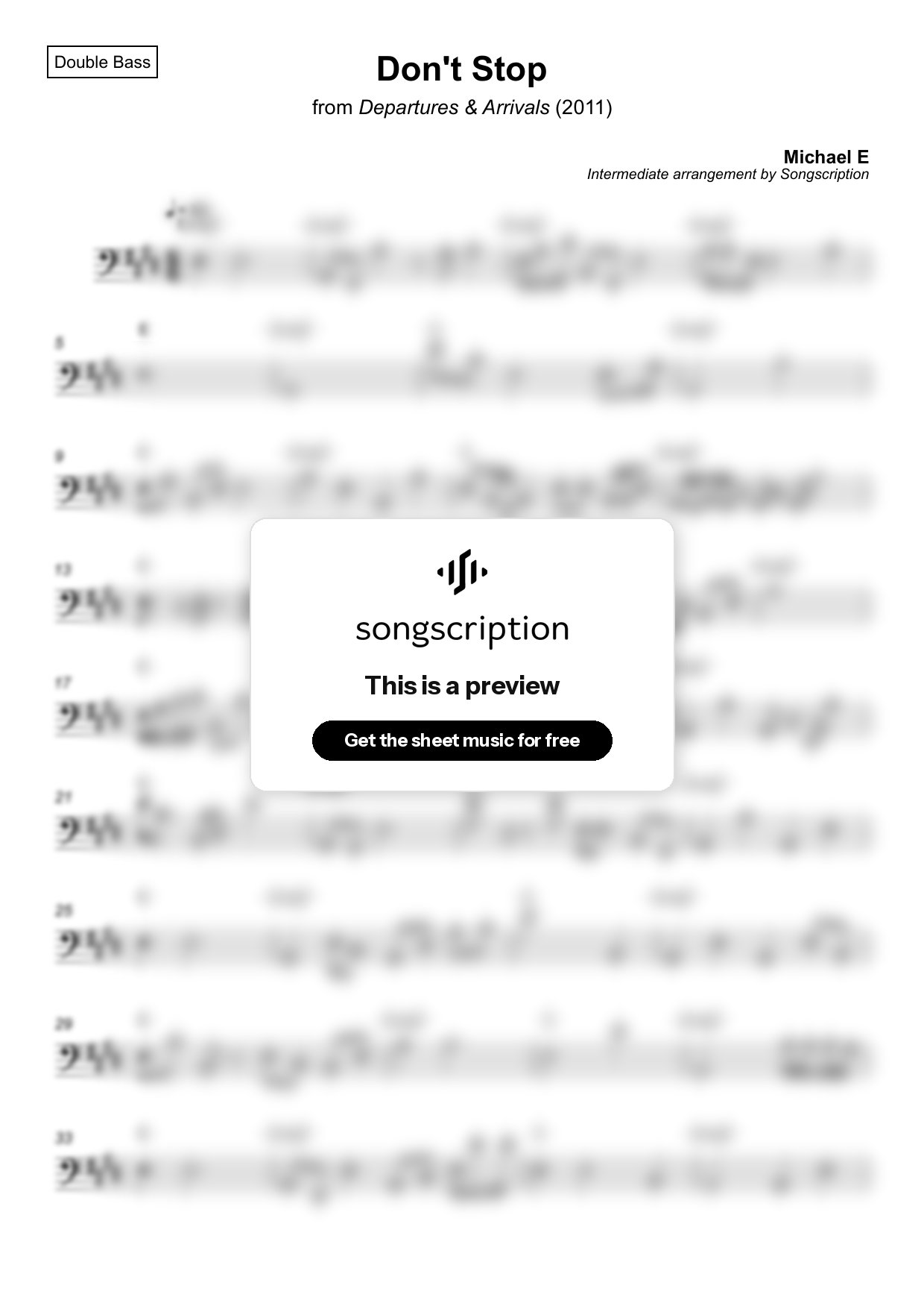 Intermediate Double Bass Sheet Music for "Don't Stop" by Michael E