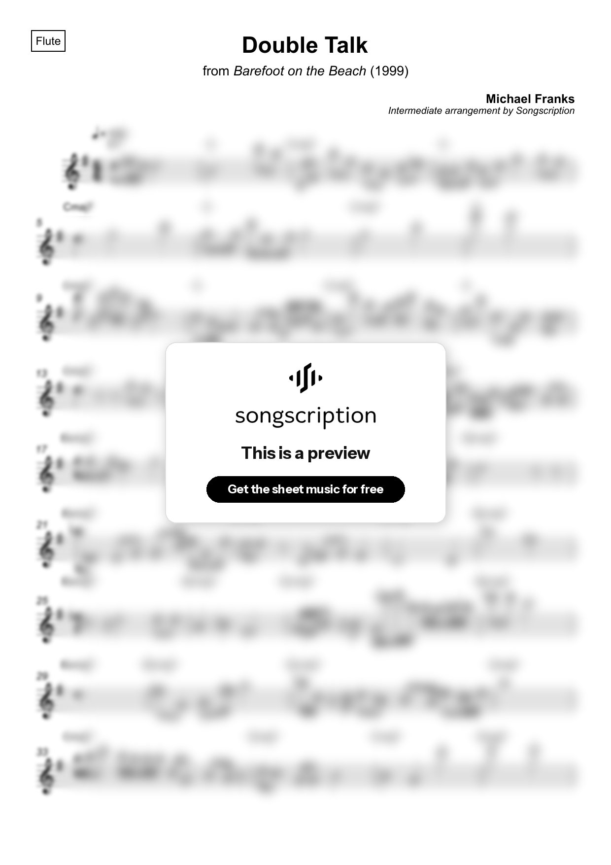 Intermediate Flute Sheet Music for "Double Talk" by Michael Franks