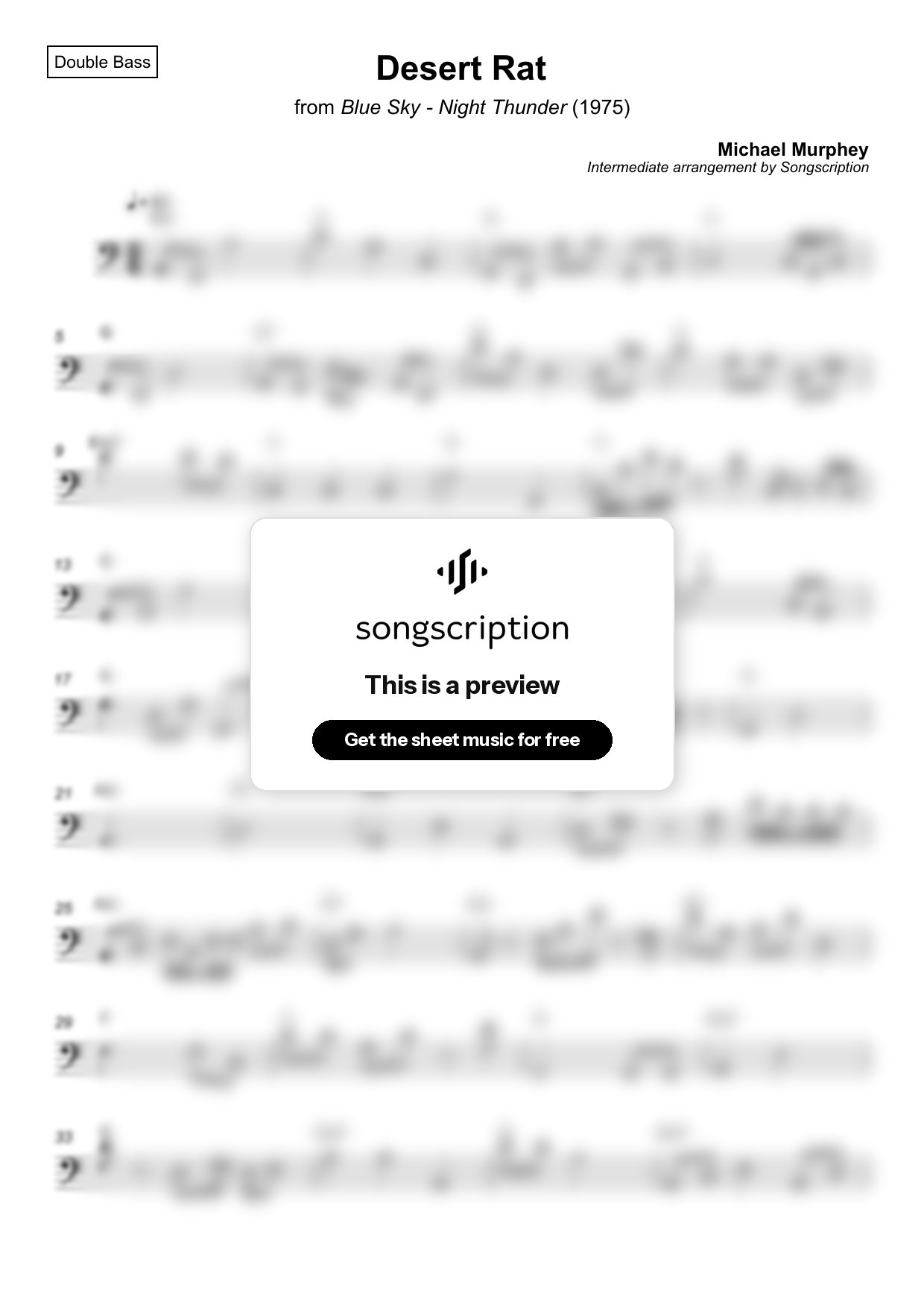 Intermediate Double Bass Sheet Music for "Desert Rat" by Michael Murphey