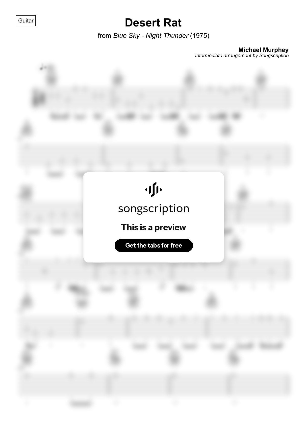 Intermediate Acoustic Guitar Tabs for "Desert Rat" by Michael Murphey