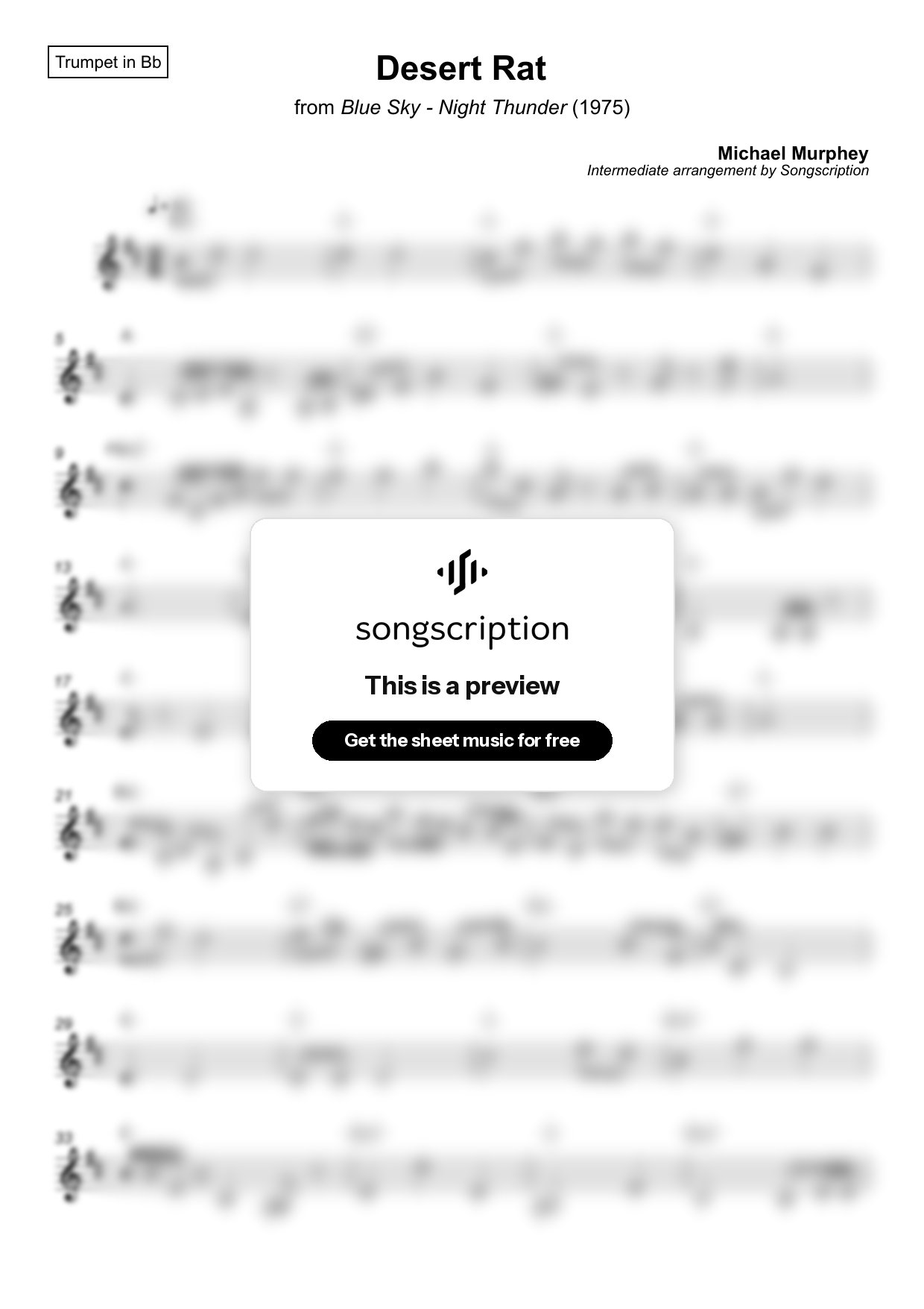 Intermediate Trumpet Sheet Music for "Desert Rat" by Michael Murphey
