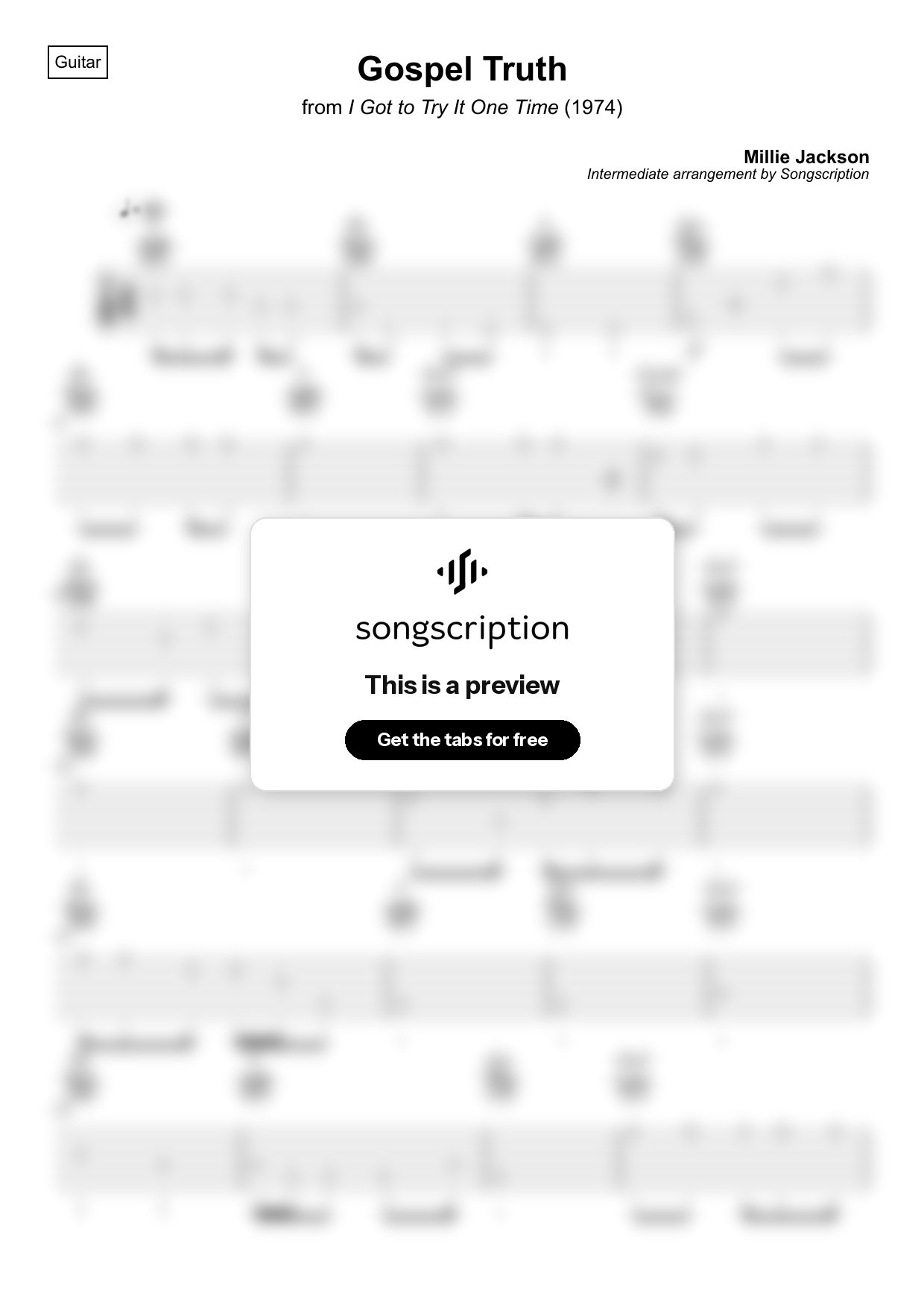 Intermediate Acoustic Guitar Tabs for "Gospel Truth" by Millie Jackson
