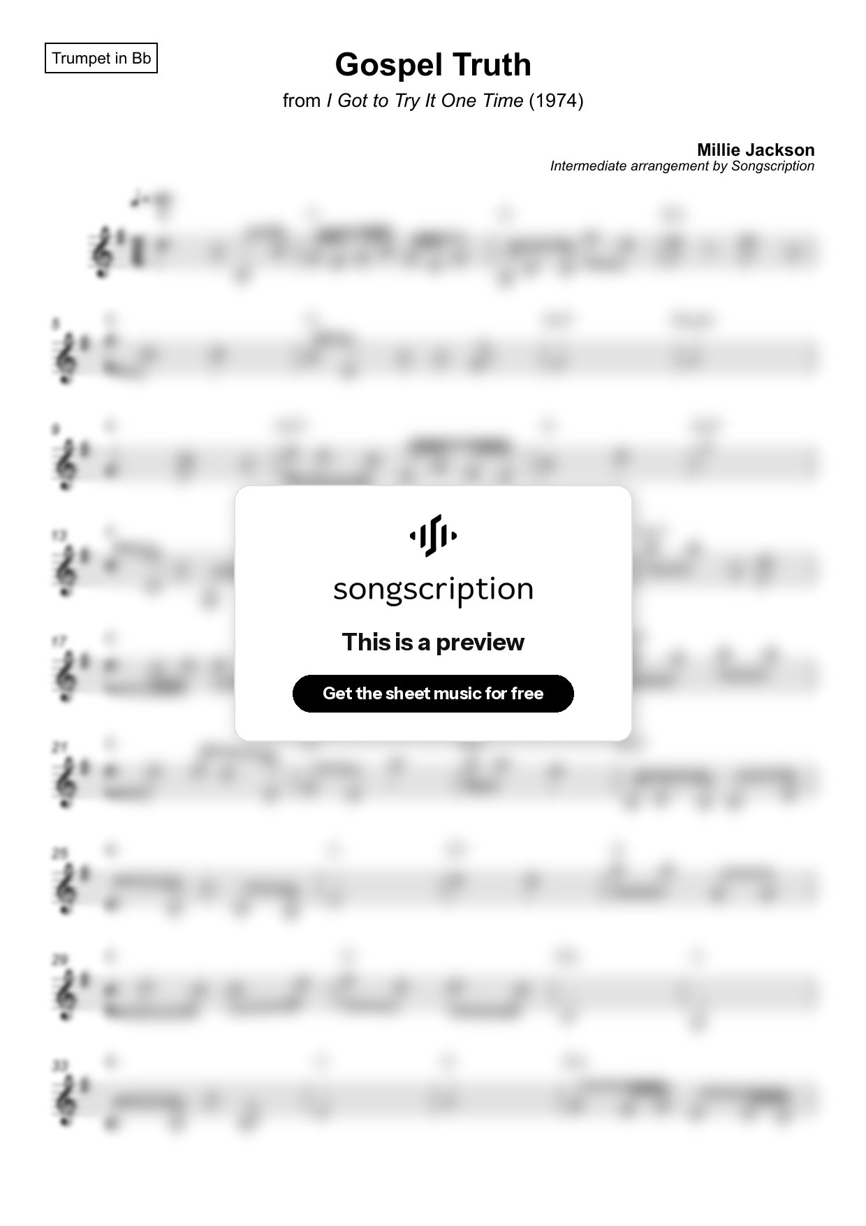 Intermediate Trumpet Sheet Music for "Gospel Truth" by Millie Jackson