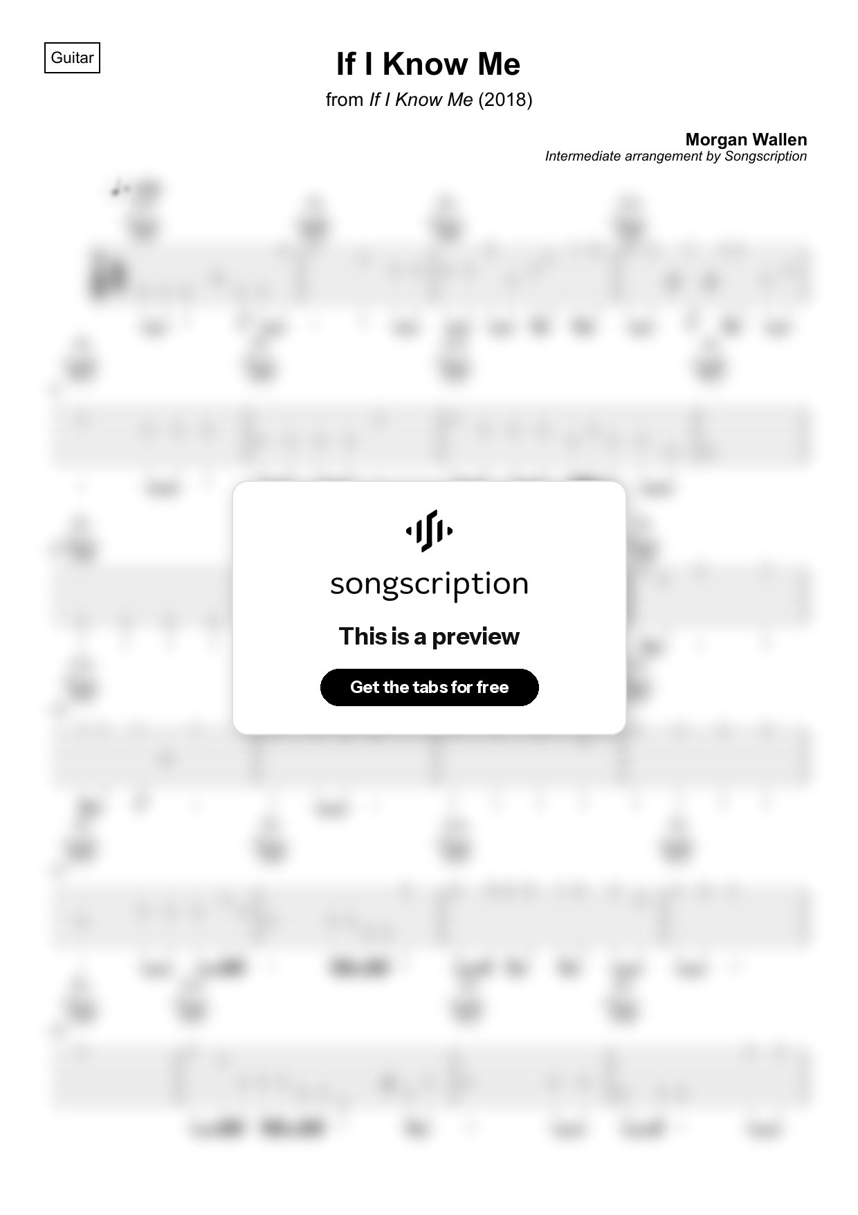 Intermediate Acoustic Guitar Tabs for "If I Know Me" by Morgan Wallen