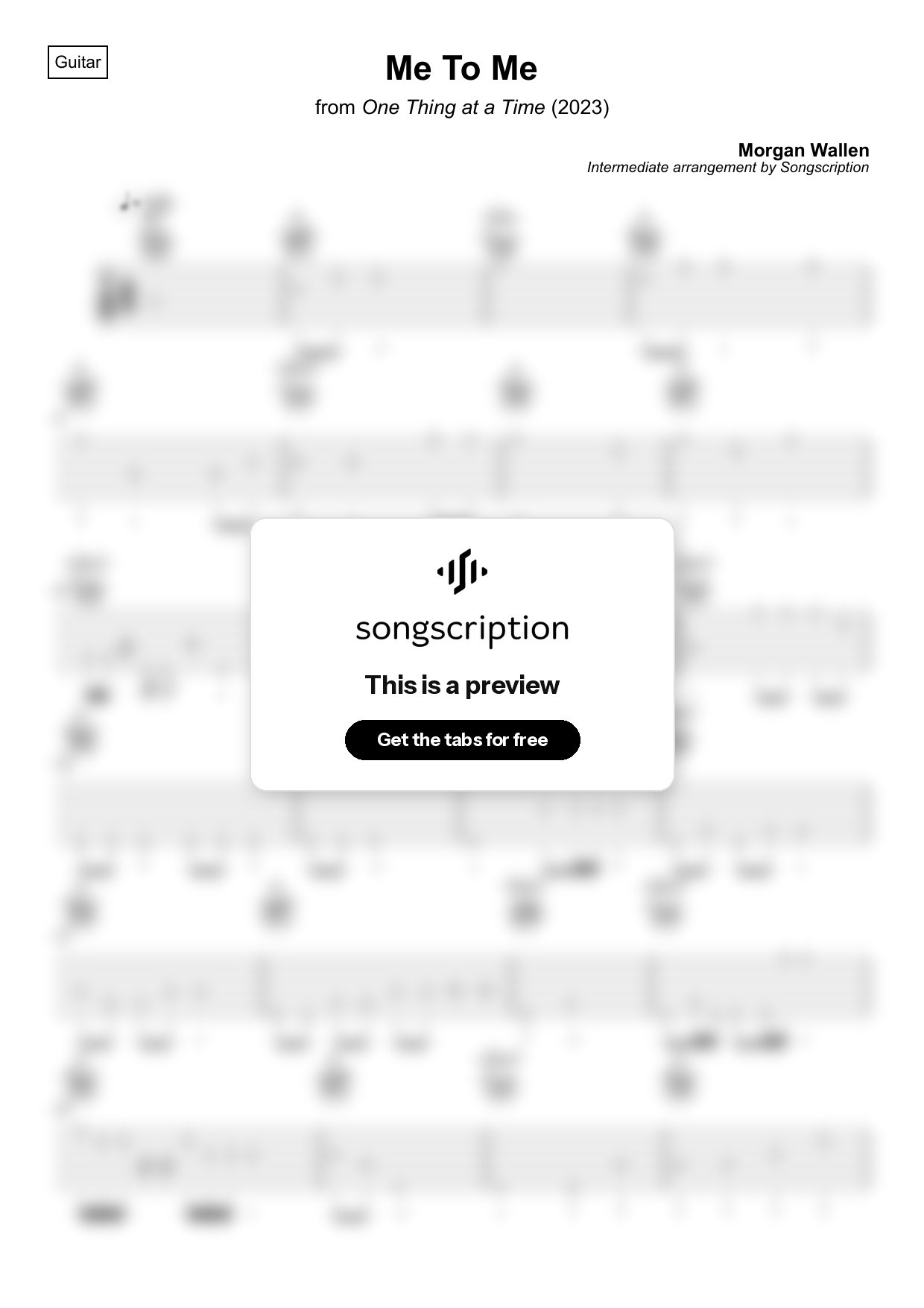 Intermediate Acoustic Guitar Tabs for "Me To Me" by Morgan Wallen